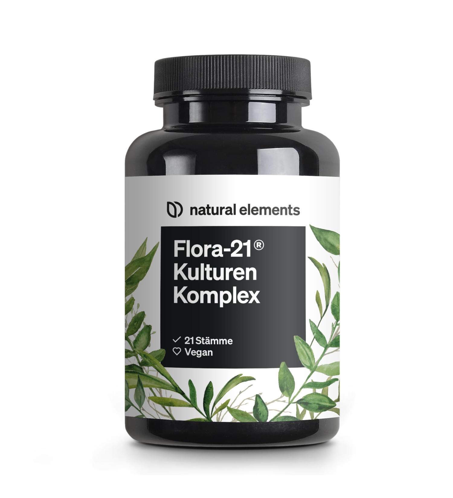 Flora 21 Cultures Complex - 21 Vegan Strains & Organic Inulin - 180 Gastrointestinal Capsules - Highly Dosed & Lab Tested - Made in Germany - Buy Online on GoSupps.com
