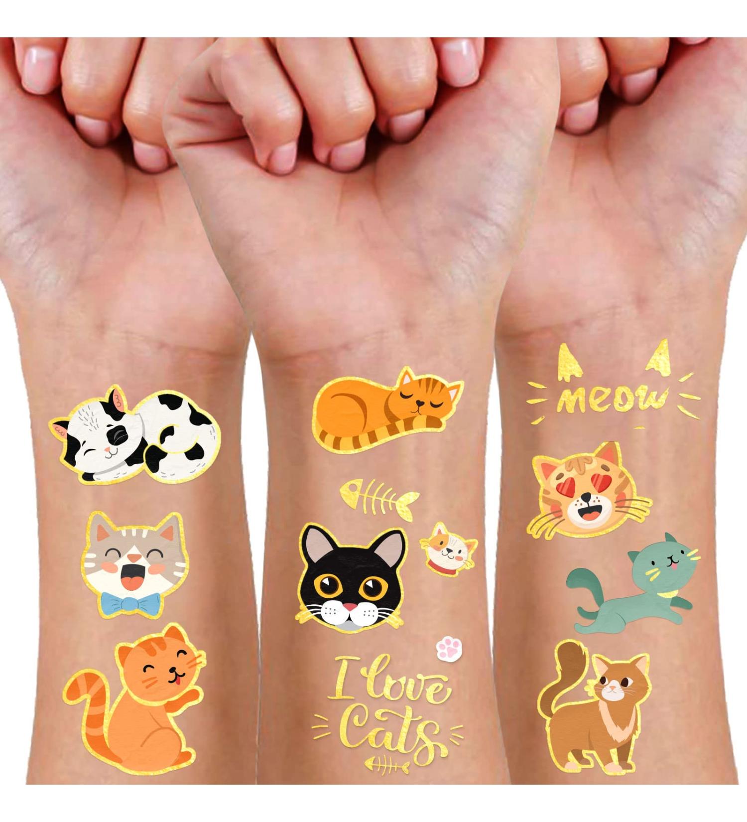 120 Glitter Cat Temporary Tattoo Stickers - Perfect for Birthday Parties and School Rewards - Buy Online on GoSupps.com