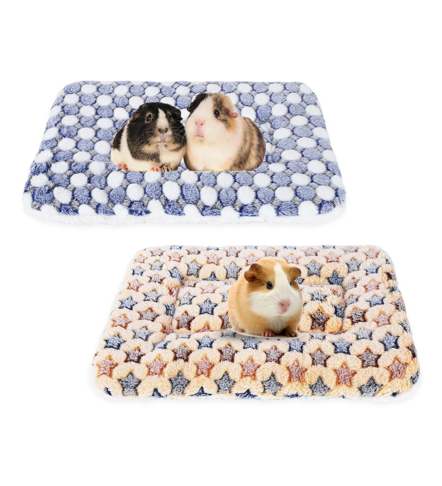 2 Pcs Small Animal Plush Bed Mat 35x27cm Washable Guinea Pig Bed Mat Fluffy Guinea Pig Bedding Mat Sleeping Pad for Bunny Hamster Guinea Pig Yellow Blue - Buy Online on GoSupps.com