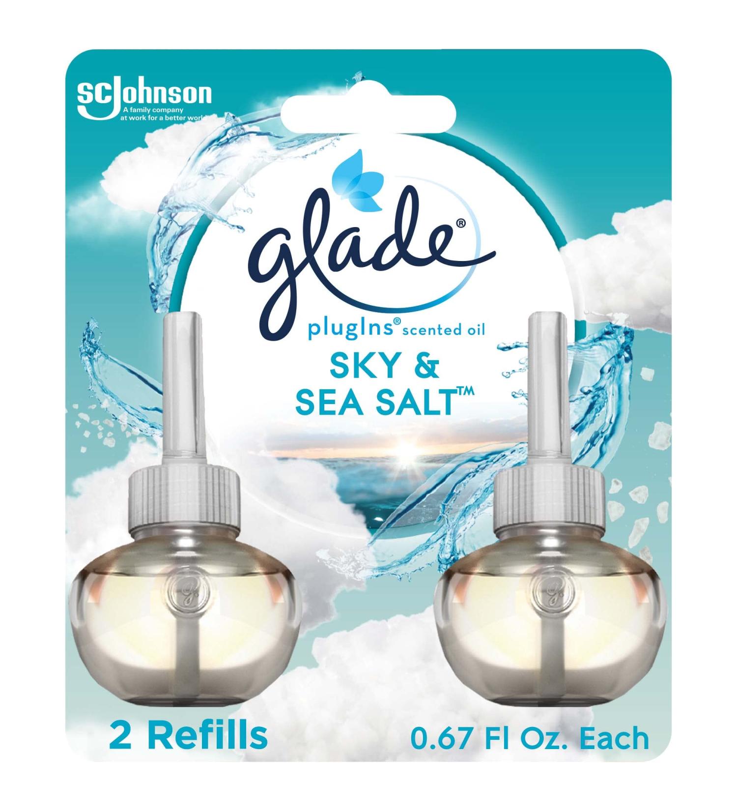 Glade PlugIns Refills Air Freshener - Sky & Sea Salt Scented Essential Oils - 1.34 Fl Oz (2 Count) - Buy Online on GoSupps.com