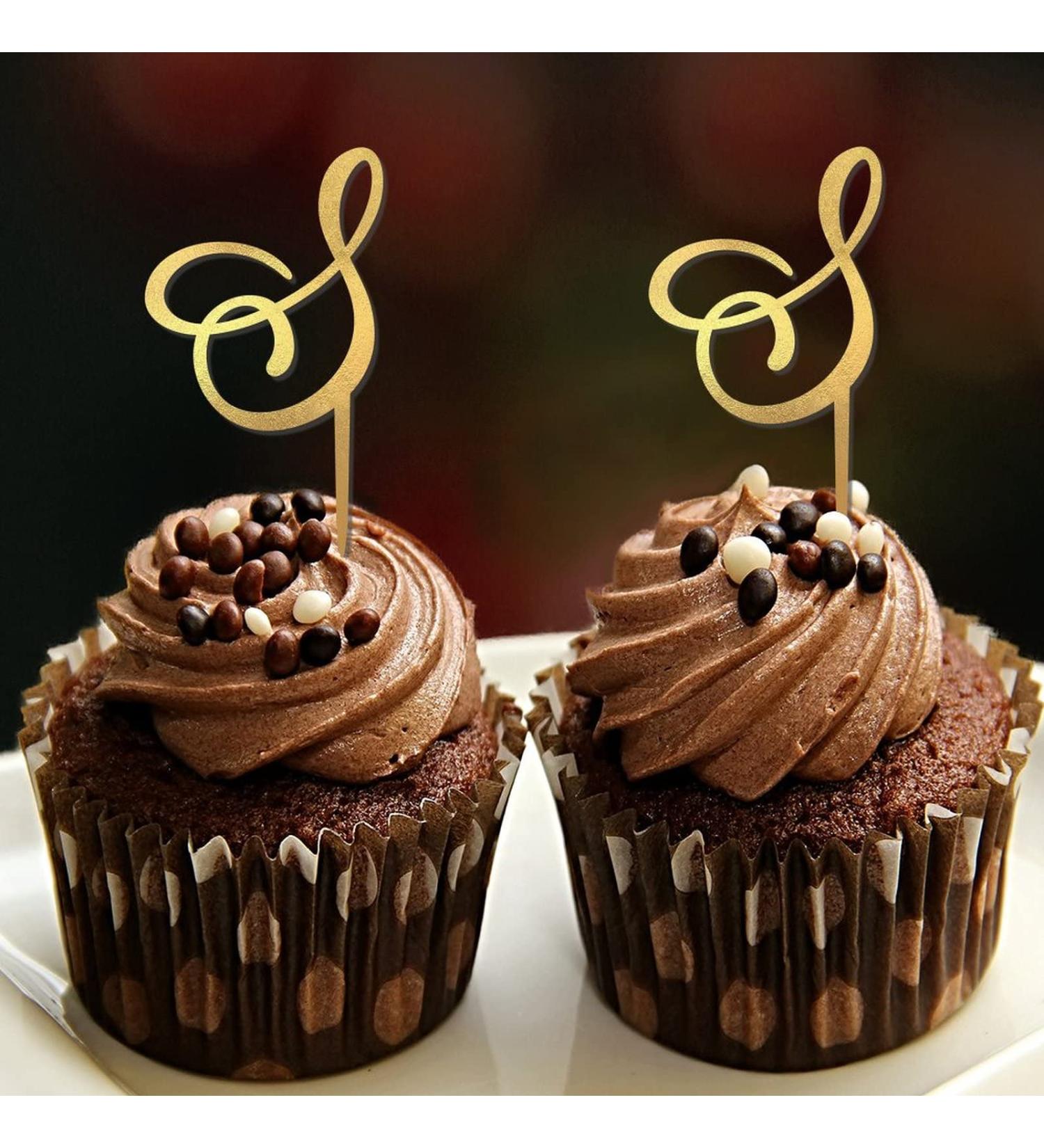 Initial S Cupcake Toppers Single Letter Monogram Name For Wedding Bridal Shower Cake Decorations Romance Wreath Floral Customize Your Own Cupcake Toppers Engagement Gifts 6PCS Style-3 - Buy Online on GoSupps.com