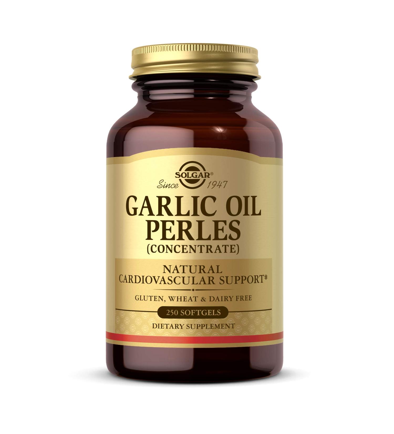 Solgar Garlic Oil Perles 250 Softgels - Natural Cardiovascular Support - Reduced Odor - Gluten Free - Dairy Free - Buy Online on GoSupps.com
