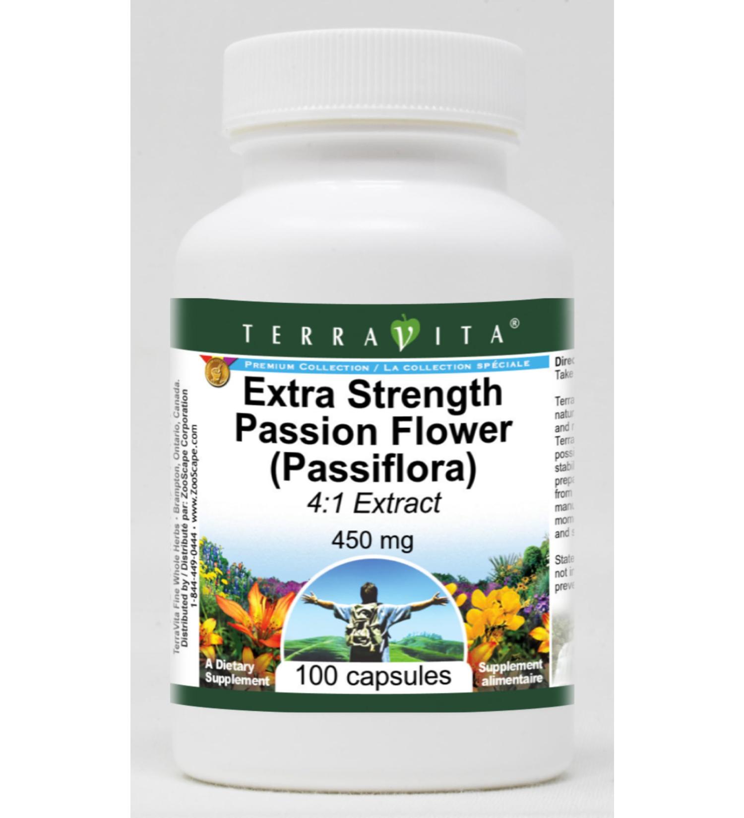 Extra Strength Passion Flower (Passiflora) 4:1 Extract - 450 mg (100 Capsules ZIN: 511269) - Buy Online on GoSupps.com