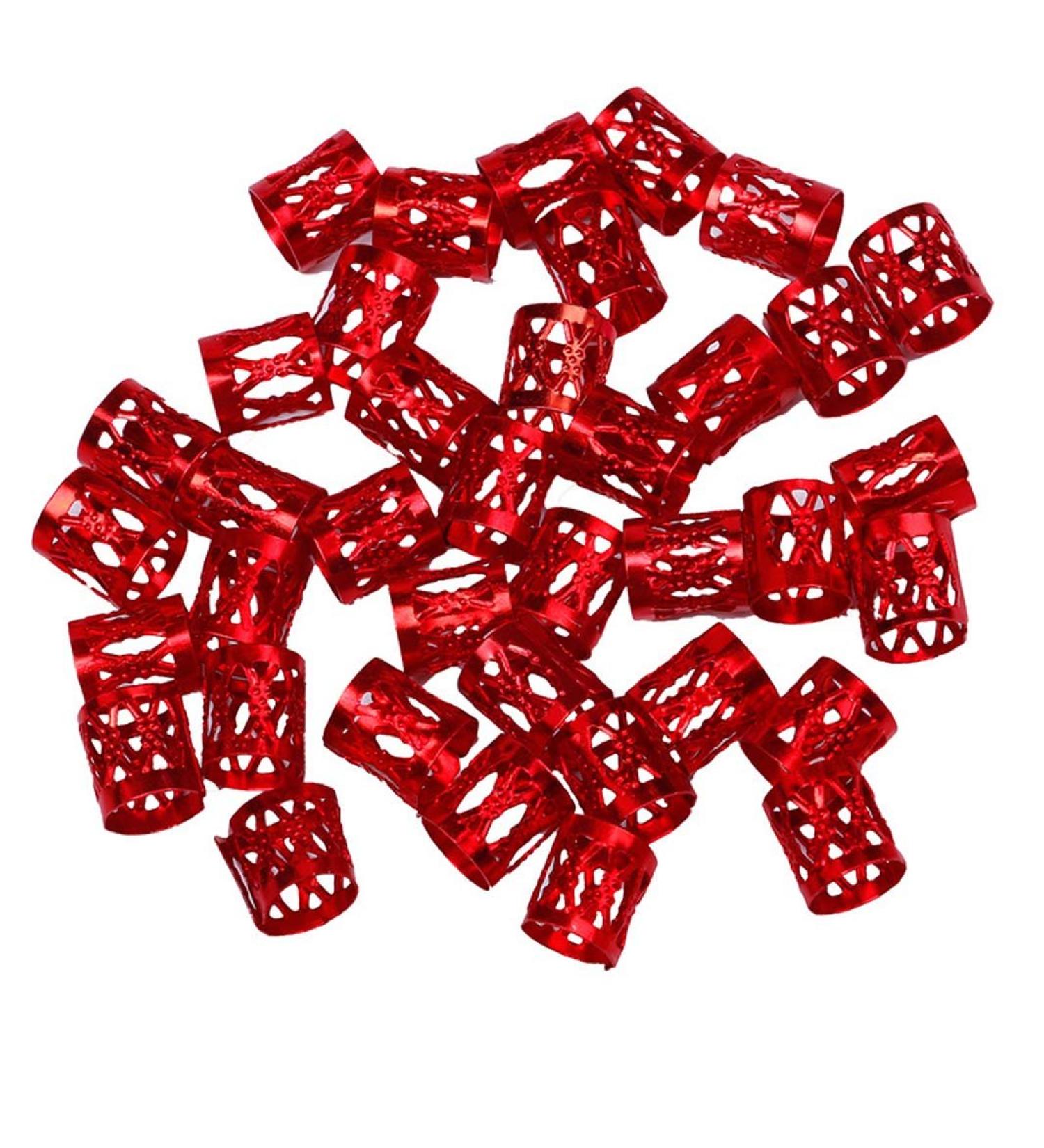 120 Aluminum Dreadlocks Beads Metal Cuffs Hair Rings - Red Hair Jewelry - Buy Online on GoSupps.com