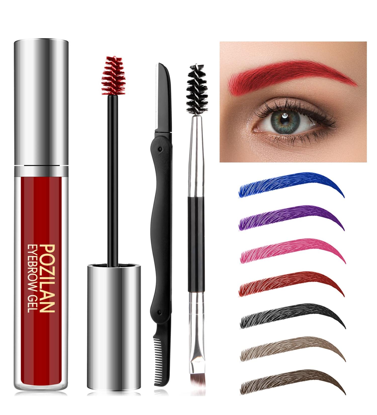 Pozilan Red Waterproof Eyebrow Gel with Brush - Colored Brow Mascara for Long-Lasting, Sweatproof Makeup - Buy Online on GoSupps.com