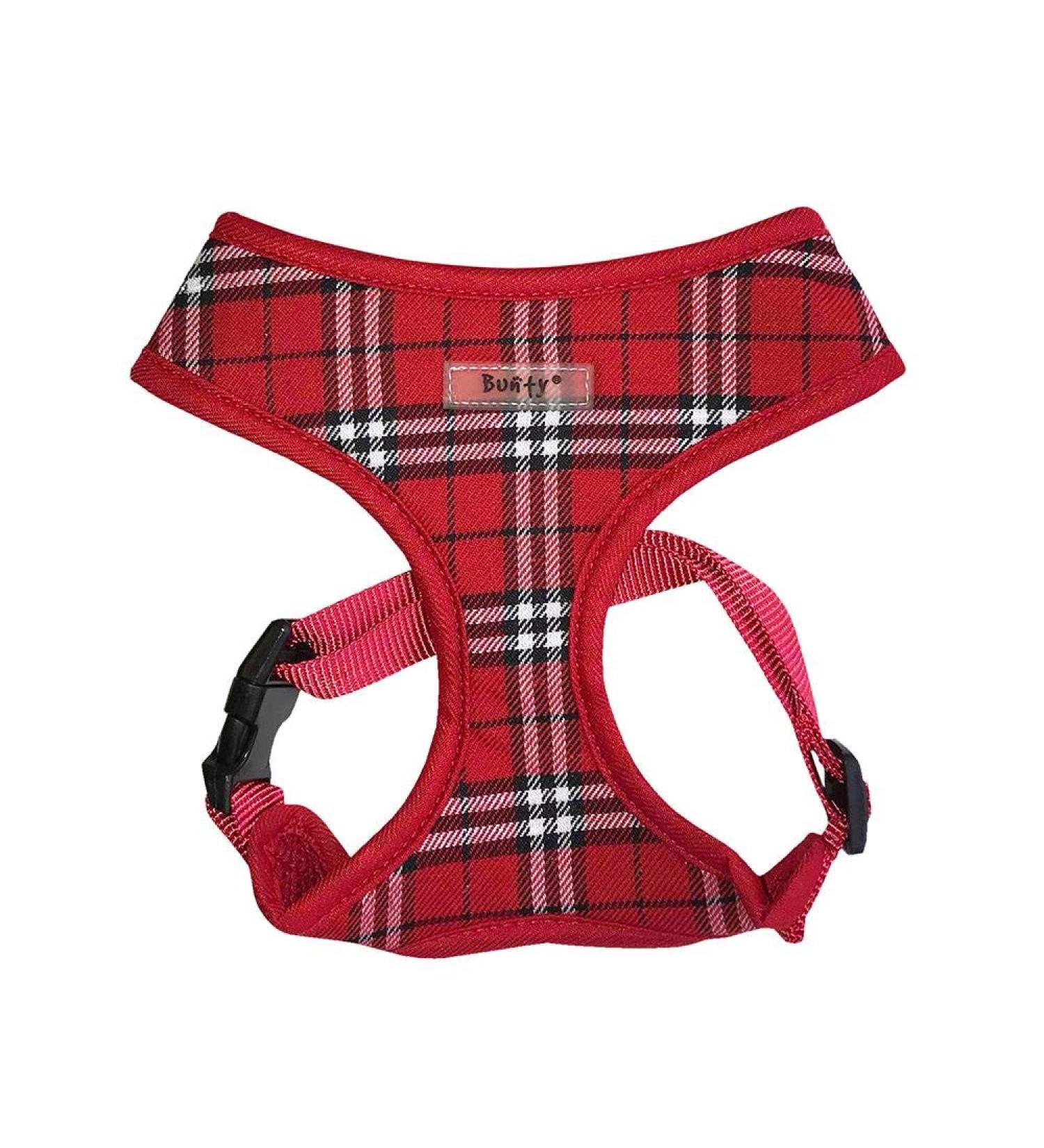 Bunty Tartan Small Dog Harness - Adjustable No Pull Puppy Harness for Small Dogs - Soft, Breathable, Anti-Pull - Red - Buy Online on GoSupps.com