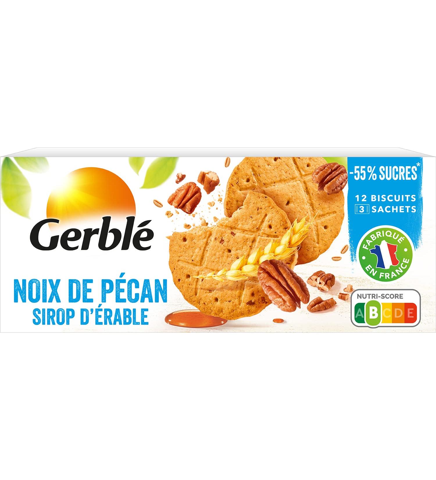 Gerbl Reduced Content Pecan and Maple Syrup Shortbread Without Palm Oil 3 Individual Sachets 12 Biscuits 132 g 197633 - Buy Online on GoSupps.com