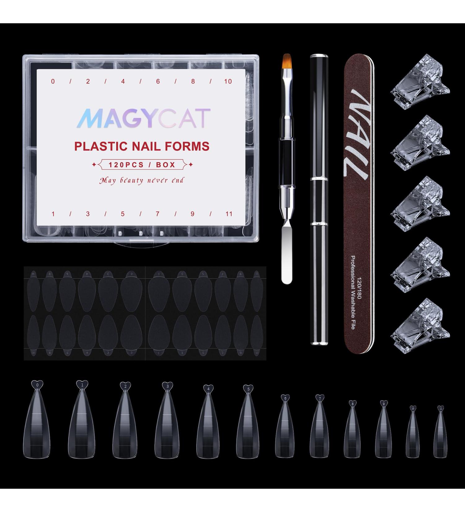 120 Stiletto Nail Forms Set - Dual Nail Forms for Polygel Extensions with Clips Brushes & Files | Perfect Gel Nail Shape Kit - Buy Online on GoSupps.com