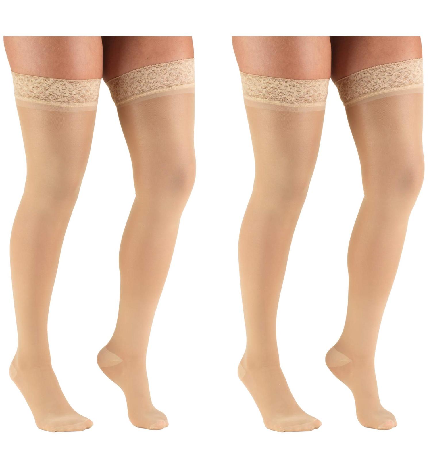 Truform Compression 30-40 Mmhg Sheer Thigh High Stockings Beige X-Large 2 Count - Buy Online on GoSupps.com