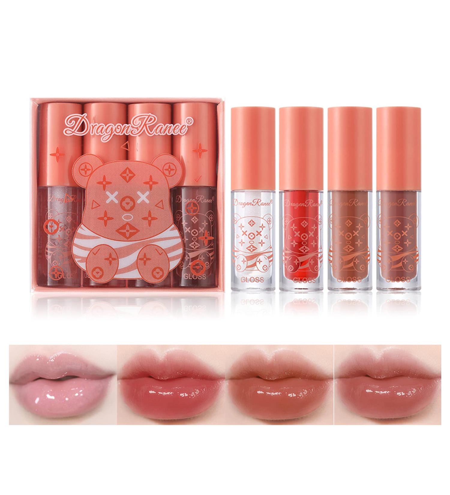4Packs Lip Oil and Lip Gloss Set Lip Oil Hydrating Non-sticky Lip Glow Oil Tinted Clear Lip Plumper Moisturizing Lipgloss Set Gift For Women and Teenage Girl (02) - Buy Online on GoSupps.com