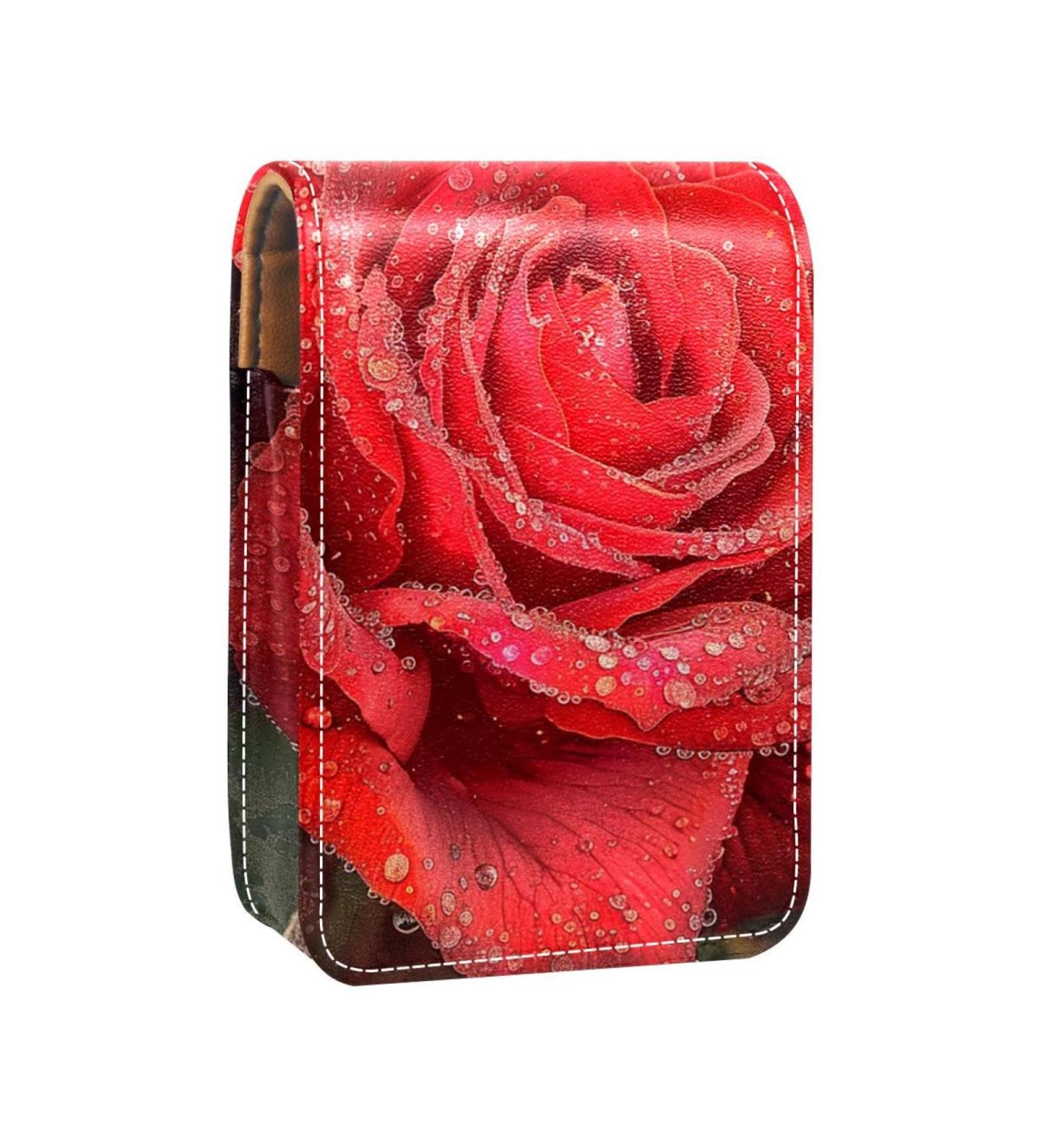 Travel Lipstick Organizer Case with Mirror - Portable Makeup Bag | Rose Water Drop Blossom I858a3cysp - International Shipping Available - Buy Online on GoSupps.com