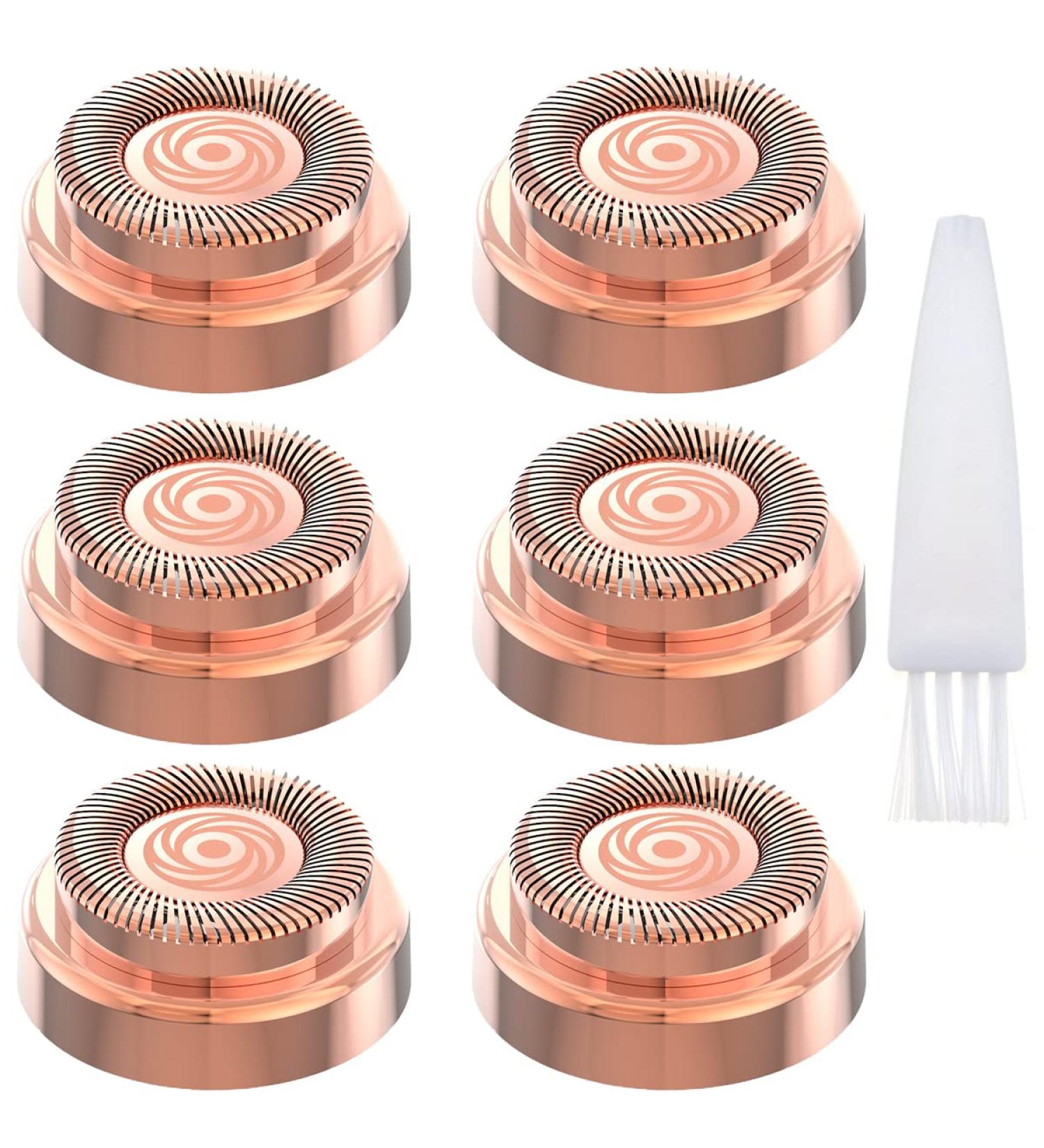 6 Pcs Rose Gold-Plated Facial Hair Remover Replacement Heads | First Gen Finishing Hair Remover | Gentle on Women's Lip, Chin, and Cheeks | Includes 1 Cleaning Brush - Buy Online on GoSupps.com