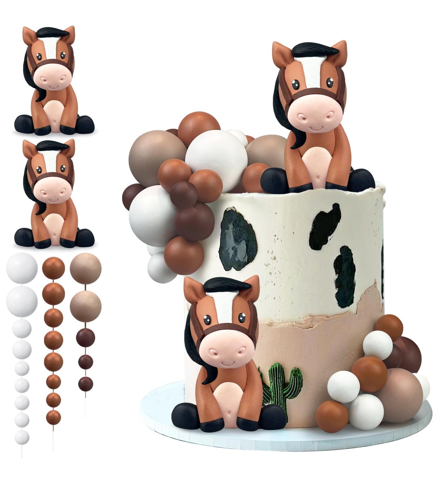 KEEPARTY 27 PCS Horse Cake Toppers Ball Cake Picks Horse Baby Shower Cake Decoration for Horse Theme Party Favors Supplies - Buy Online on GoSupps.com