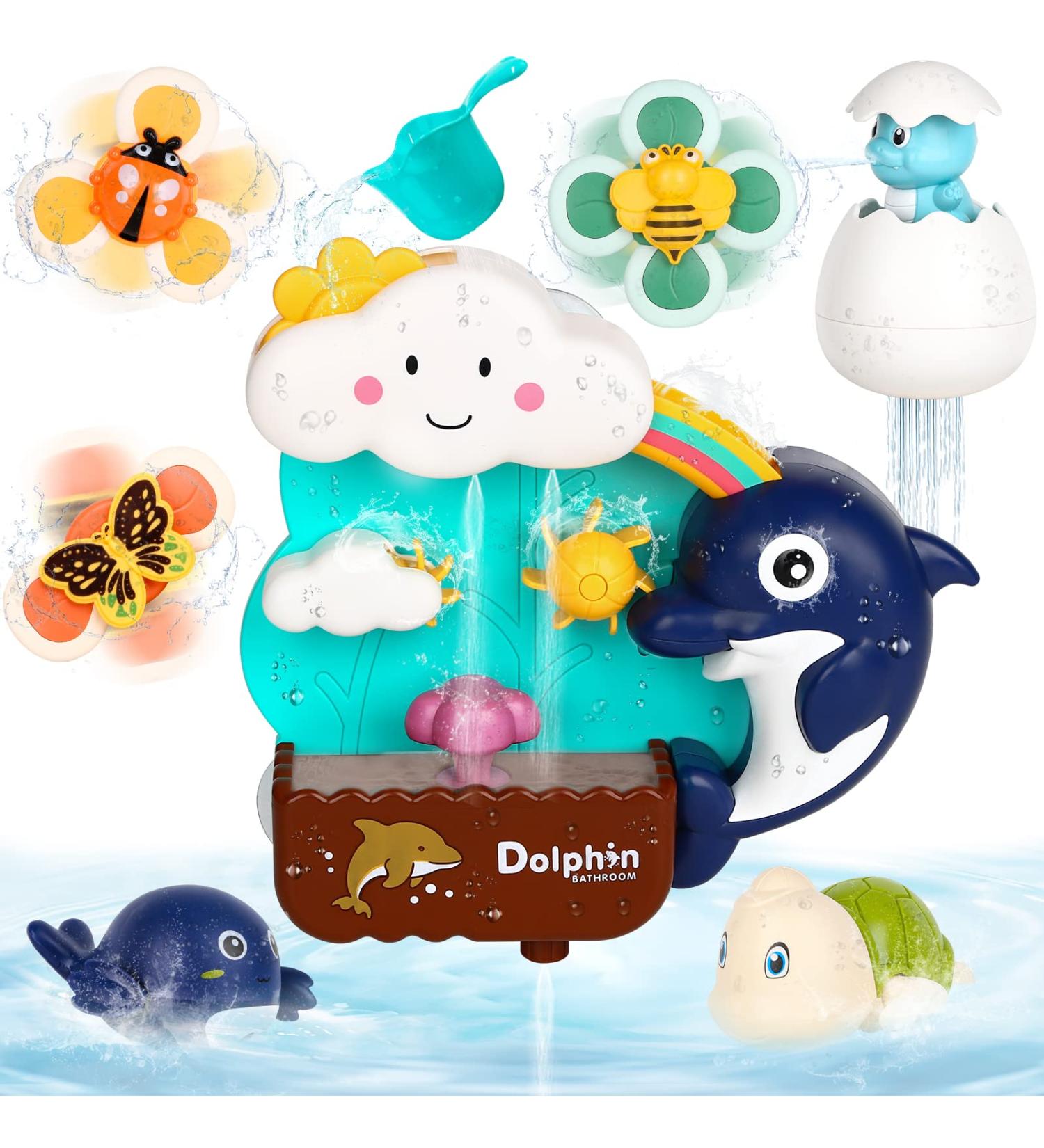 Joyreal Baby Bath Toys - Toddler Bath Toy for 18+ Months Baby Bath Tub Toy with 3 Suction Cup Spinner Toys & 2 Wind Up Bath Toys Gift for Boys Girls for 2 3 4 5 Year Old Standard Edition - Buy Online on GoSupps.com