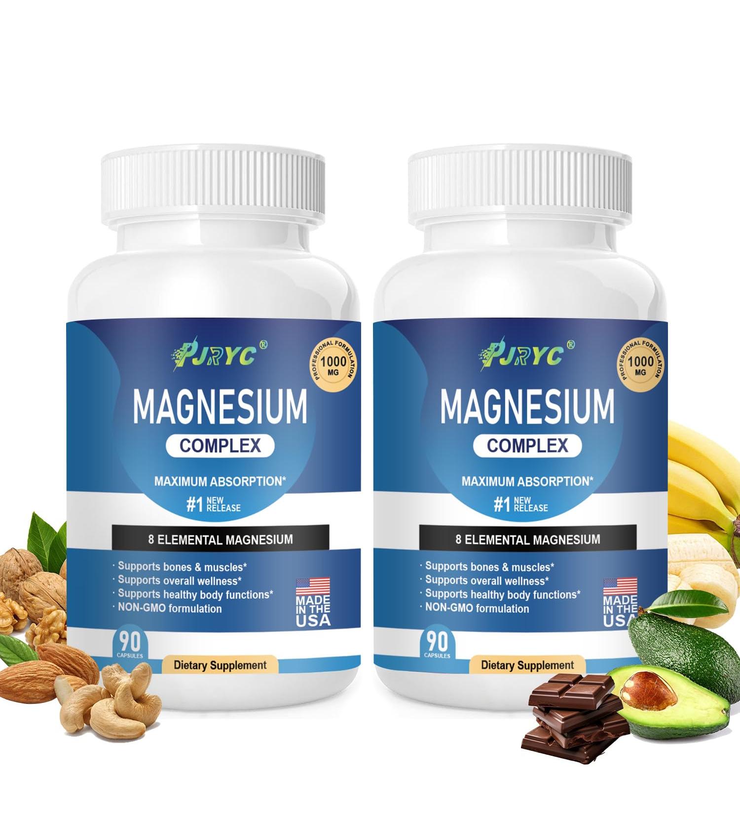 Magnesium Complex Supplement - 1000mg with 8 Magnesium Forms: Glycinate Citrate Malate Taurate & Orotate - Supports Muscle Function Bone Strength & Relaxation - Vegan Non-GMO - 180 Capsules - Buy Online on GoSupps.com