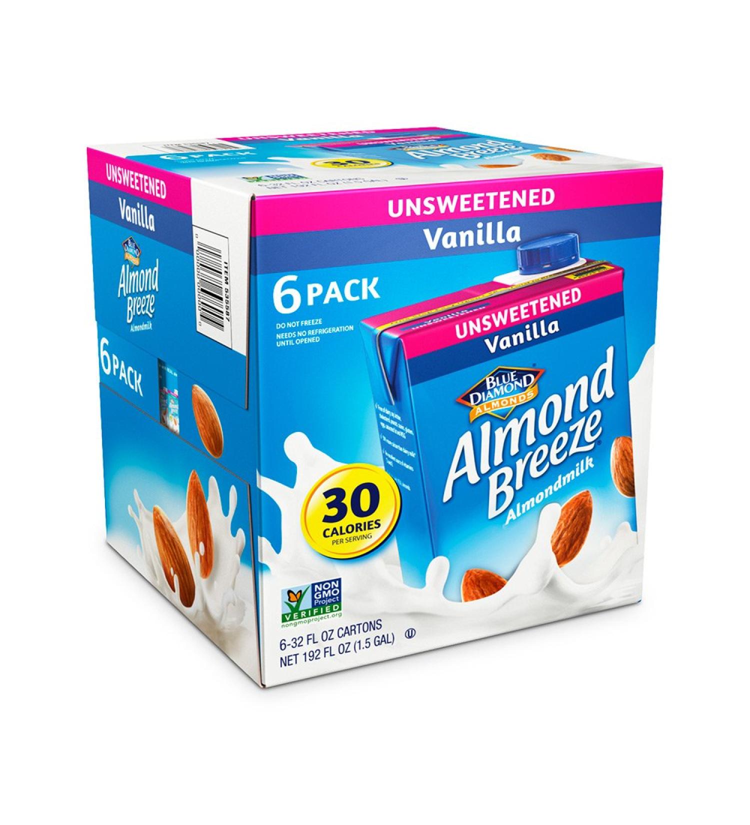 Blue Diamond Almond Breeze Unsweetened Vanilla 32oz - Pack of 6 - Buy Online on GoSupps.com