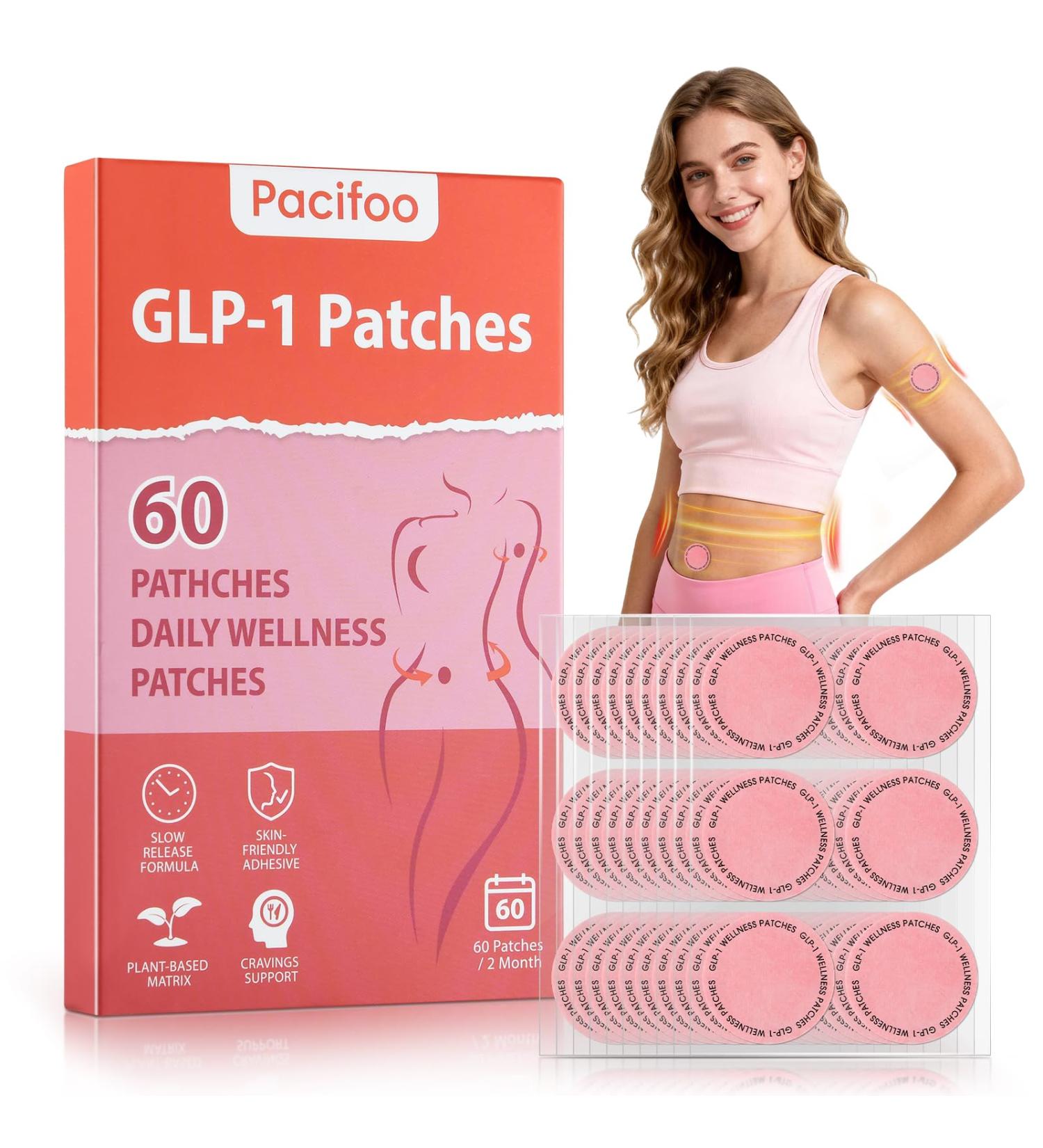Pacifoo GLP-1 Patches for Women & Men - Natural Ingredients Support with Berberine, Pomegranate, L-Glutamine & Cinnamon, 8-Hour Daily Wear, Plant-Based, 60 Patches 2-Month Supply - Buy Online on GoSupps.com
