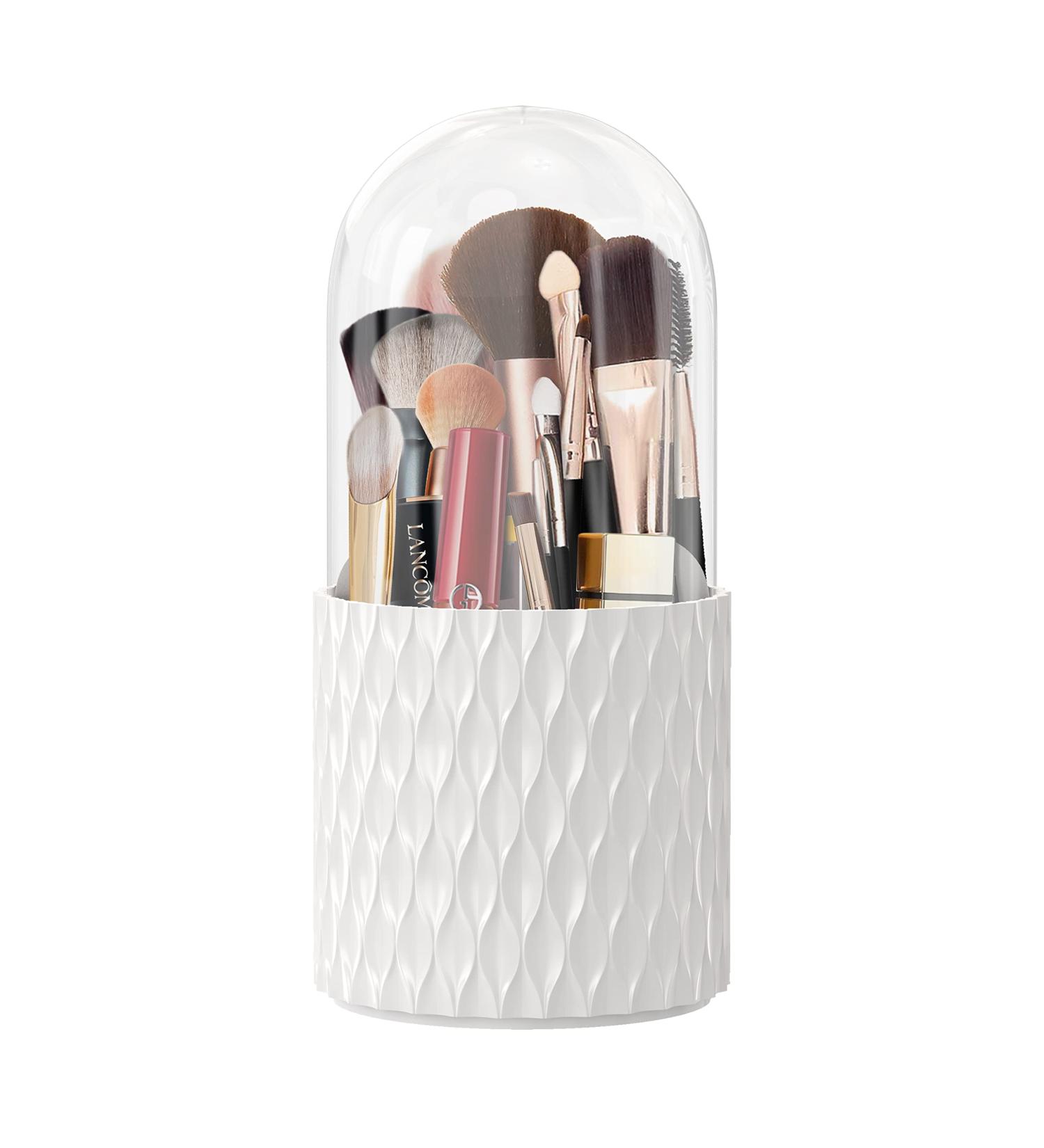 DooGooCoo Makeup Brush Holder 2023 - Dustproof & Waterproof 360 Rotating Organizer with Lid for Vanity & Bathroom - Buy Online on GoSupps.com