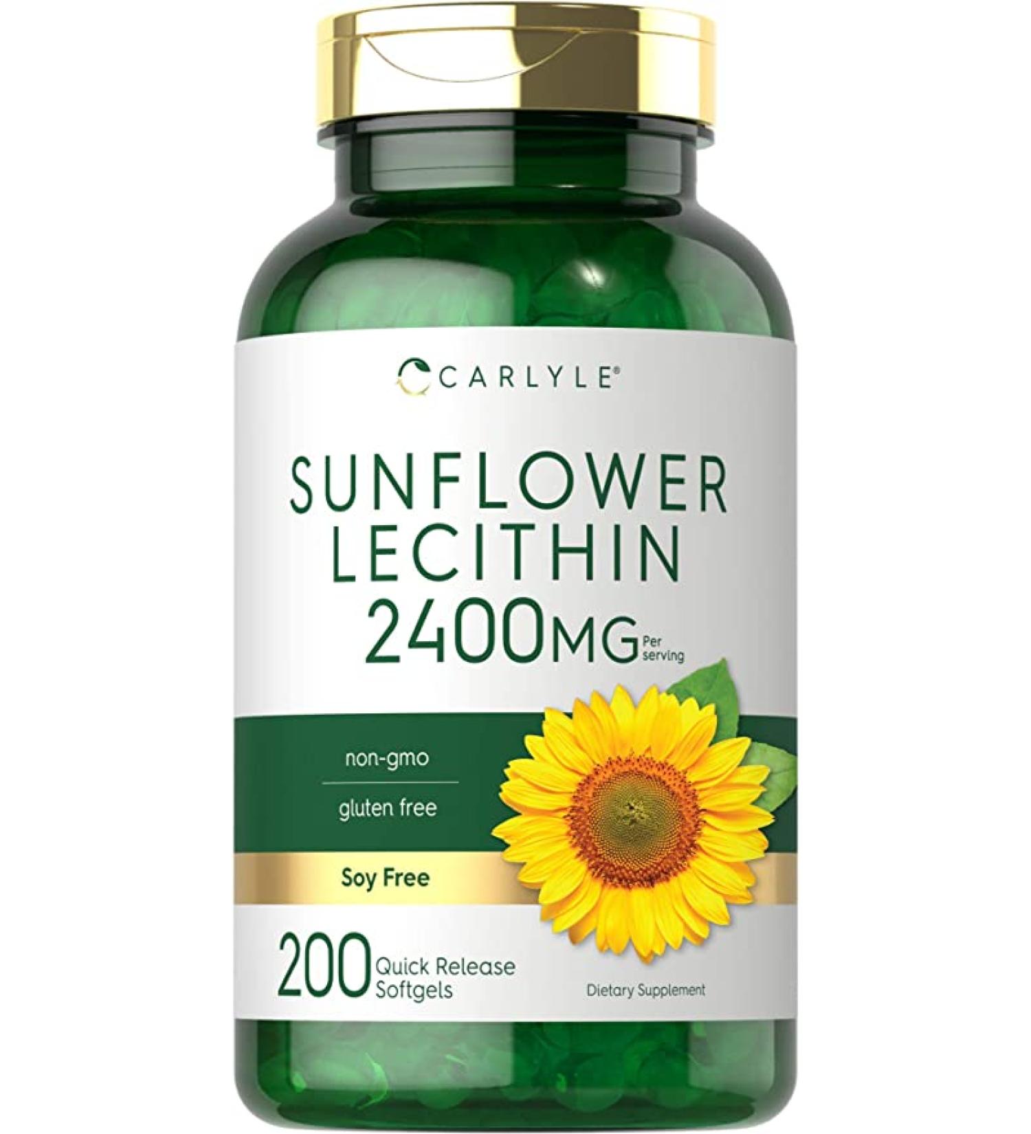 Carlyle Sunflower Lecithin 2400mg - 200 Softgels | Non-GMO, Gluten-Free Supplement - Buy Online on GoSupps.com
