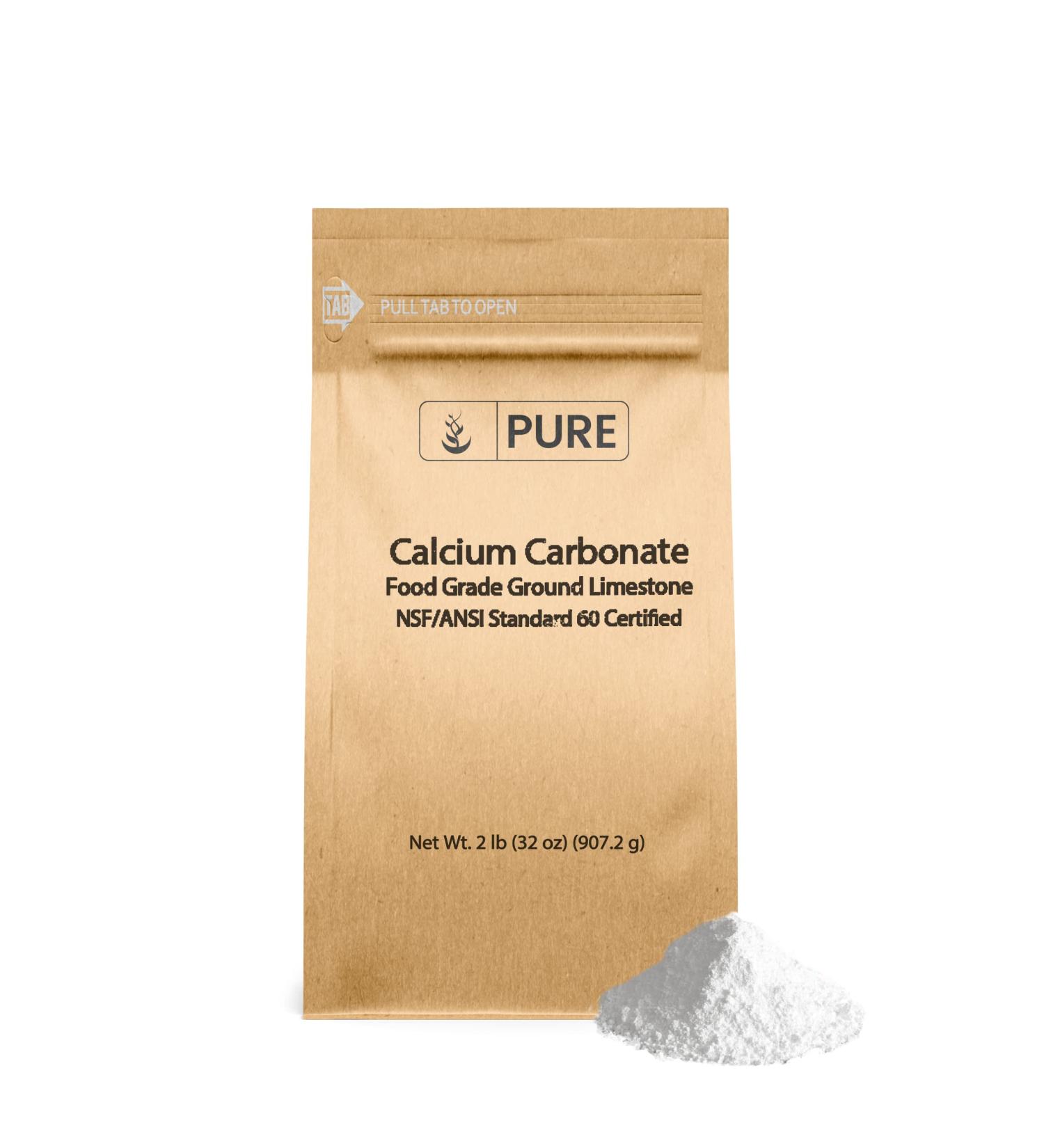 Pure Calcium Carbonate 2lb Dietary Supplement & Food Preservative - Acid Neutralizer - Unflavored 32oz - Buy Online on GoSupps.com