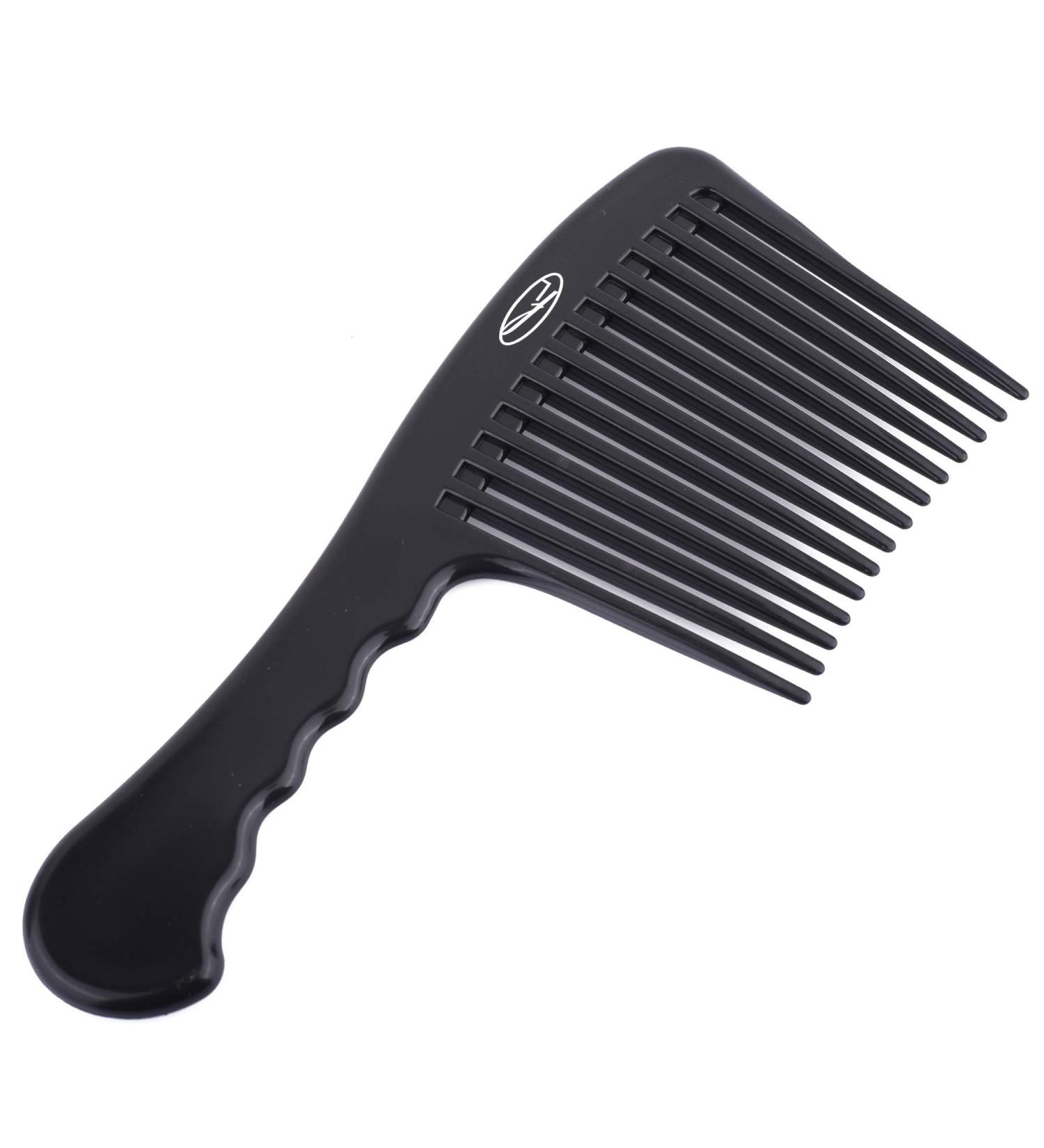 Fine Lines Wide-Tooth Rake Comb for Afro, Wet, and Curly Hair - Detangling and Shower Comb - Black Antistatic Plastic - Buy Online on GoSupps.com