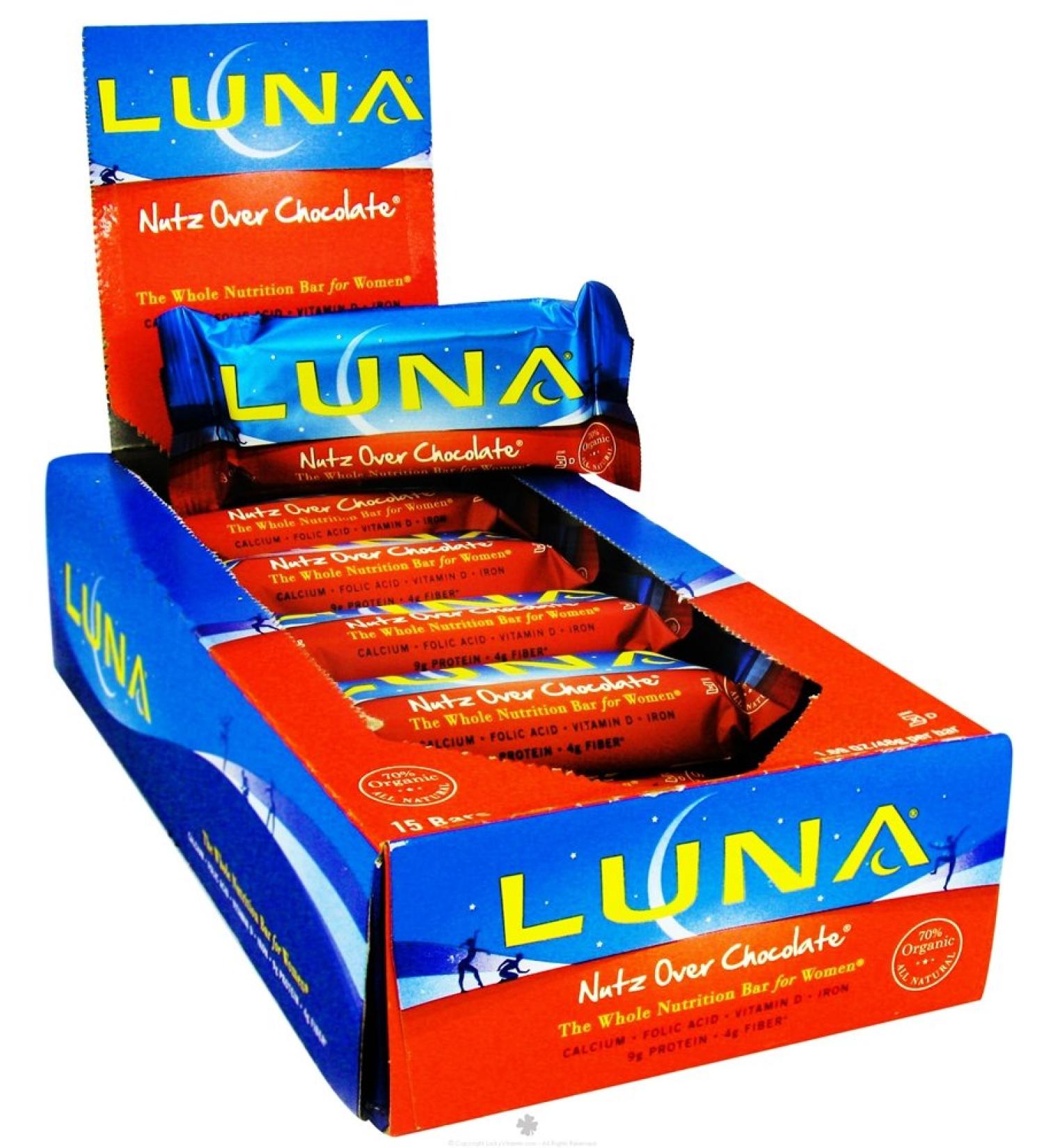 Clif Bar Luna Bar - Organic Nuts Over Chocolate - Case of 15 - 1.69 oz