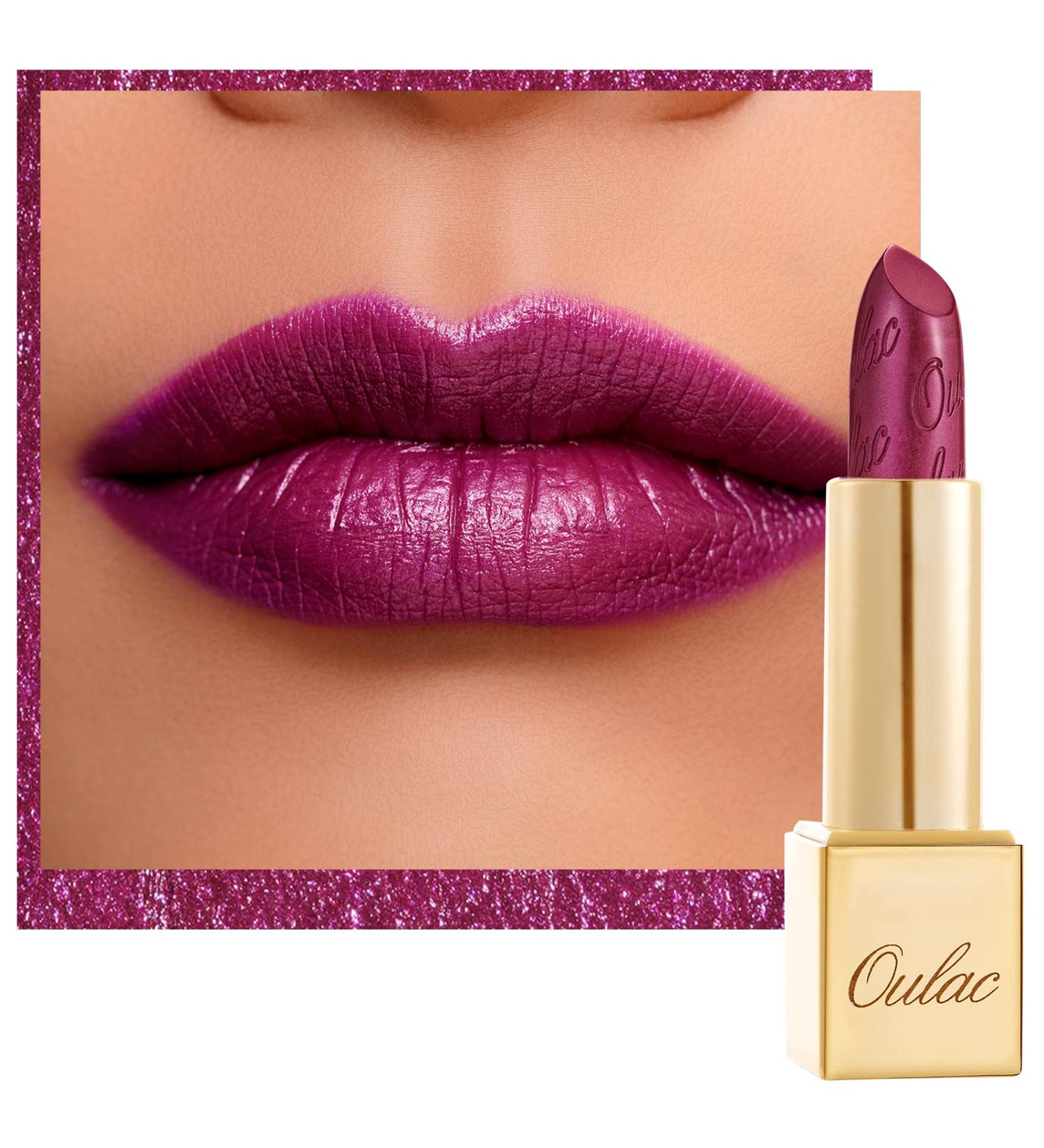 Oulac Metallic Shine Purple Lipstick - Vegan & Cruelty-Free Full-Coverage Lip Color - Sugar Plum (04) Metallic Plum - 4.3g/0.15 oz - Buy Online on GoSupps.com