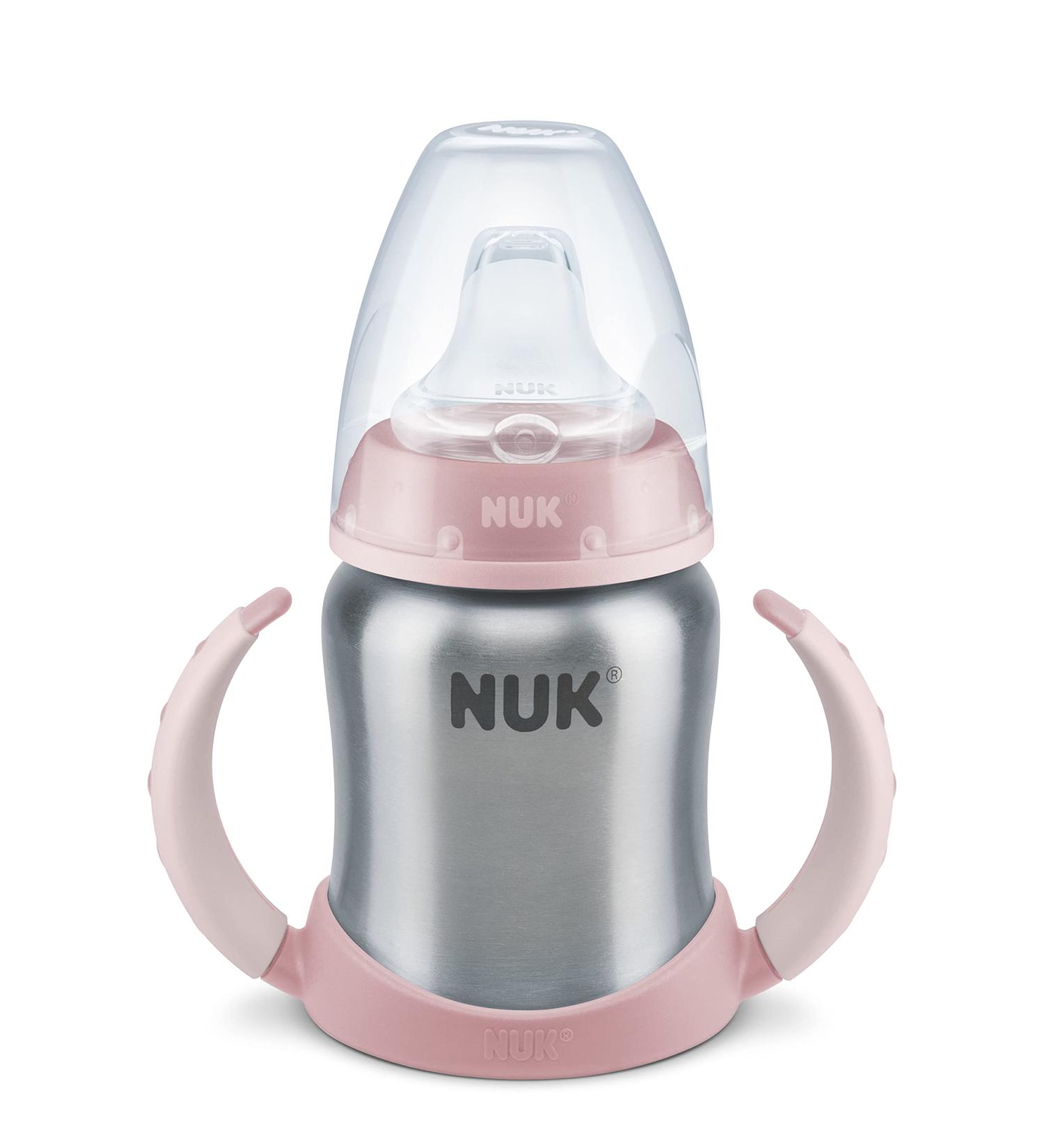 NUK Learner Cup 125ml Stainless Steel - Anti-Colic, Leak-Proof, BPA-Free | 6-18 Months | Pink - Buy Online on GoSupps.com
