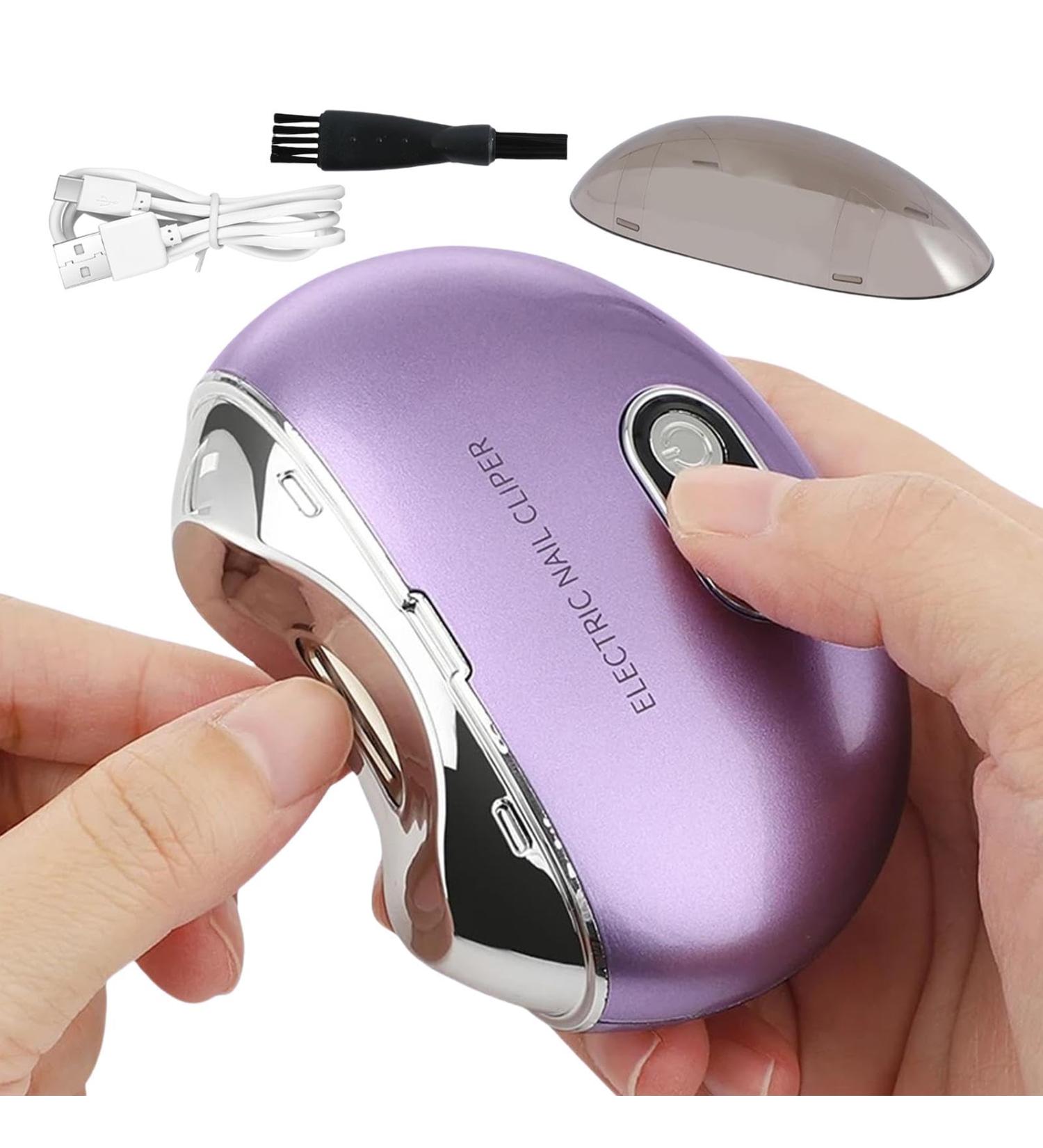 Electric Fingernail Cutter | Electric Automatic Nail Clipper | Rechargeable Cutter and File Nail Clipper LCD Digital Display Clipper with Light & 3 Speeds for Children Kids Adult Purple - Buy Online on GoSupps.com