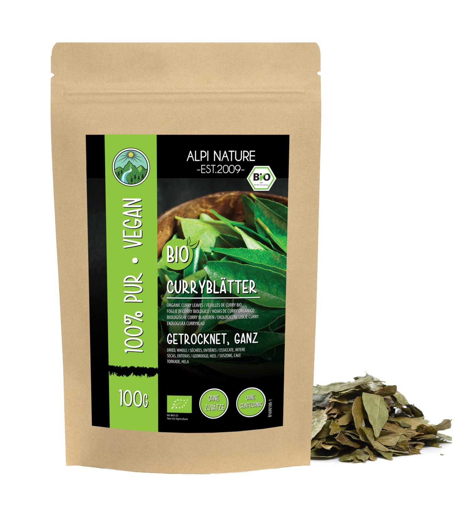 Organic Curry Leaves 100g | 100% Natural Additive-Free | Premium Quality from Controlled Organic Cultivation - Buy Online on GoSupps.com
