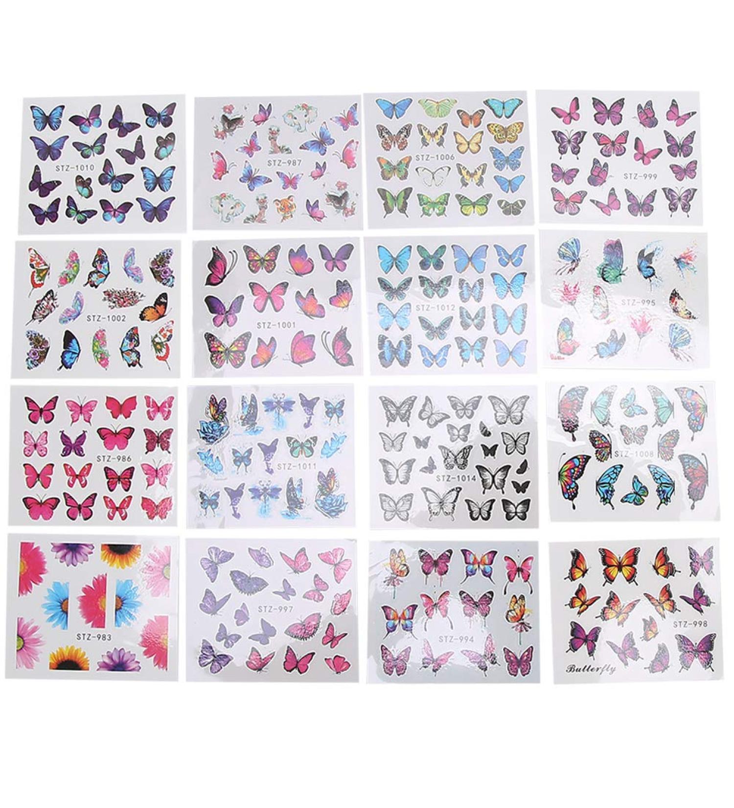 Colorful Butterfly Nail Art Stickers Self-Adhesive Tips DIY Nail Art Design Stencil Fingernail Decorations DIY Nail Art Accessories for Home Nail Salon - Buy Online on GoSupps.com