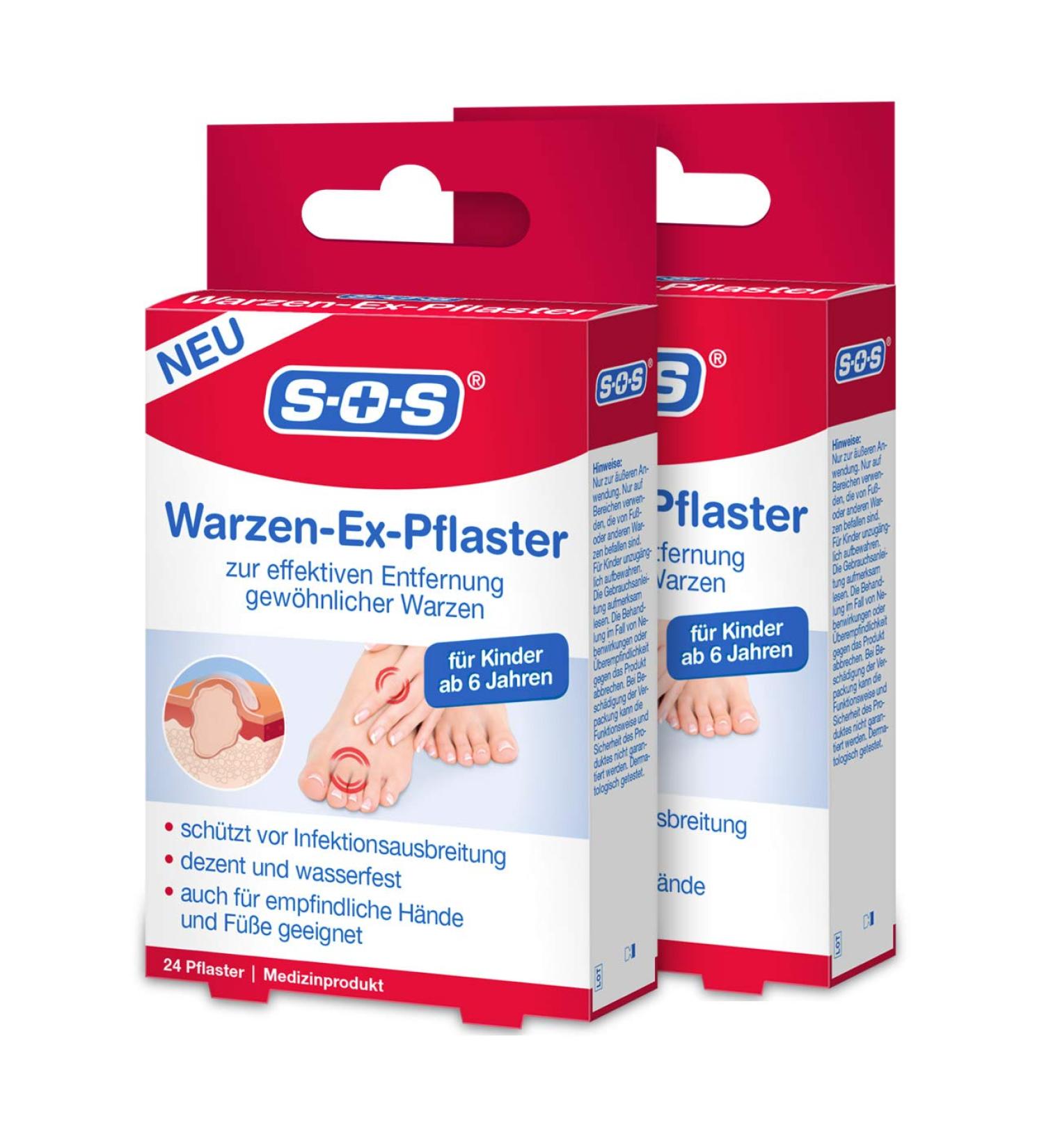 SOS Warken Ex Pavement - Waterproof Wart Removal Plaster for Children (2 x 24) | Effective Warts Treatment for Hands & Feet - Buy Online on GoSupps.com