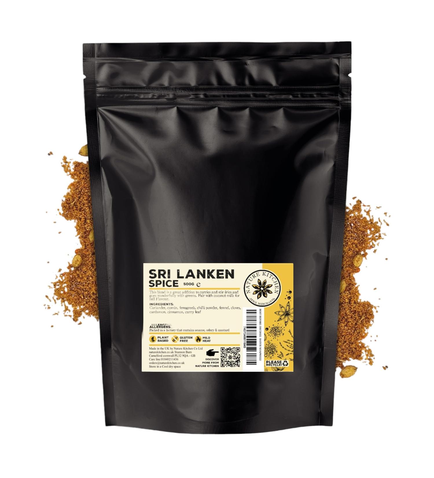 Nature Kitchen Sri Lankan Mild Spice Blend - 500g | Gluten-Free & Vegan Seasoning for Everyday Cooking: Marinades, Sauces, Frying, Baking, Grilling - Buy Online on GoSupps.com