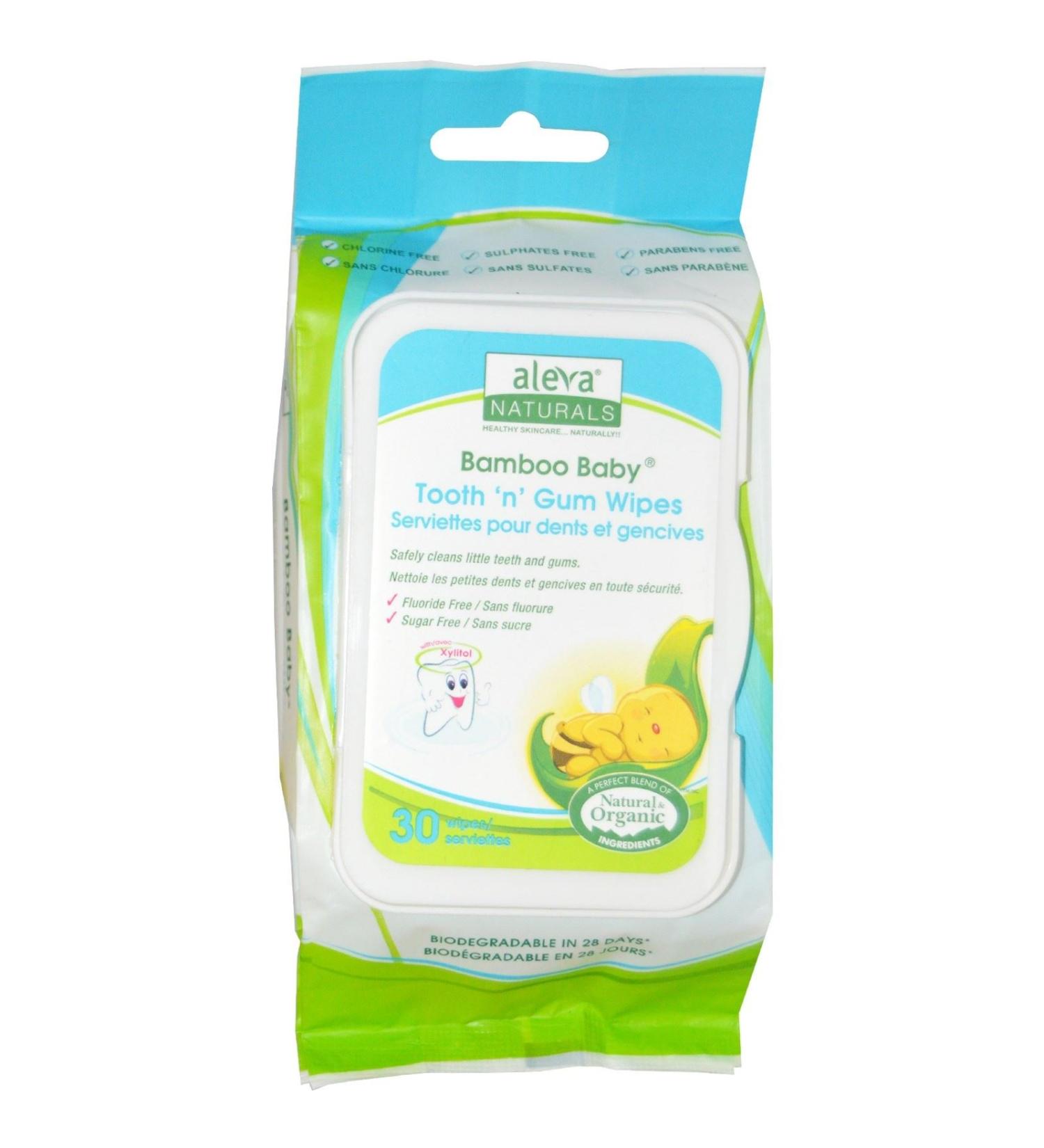 Aleva Naturals Bamboo Baby Tooth 'n' Gum Wipes - 30 Wipes