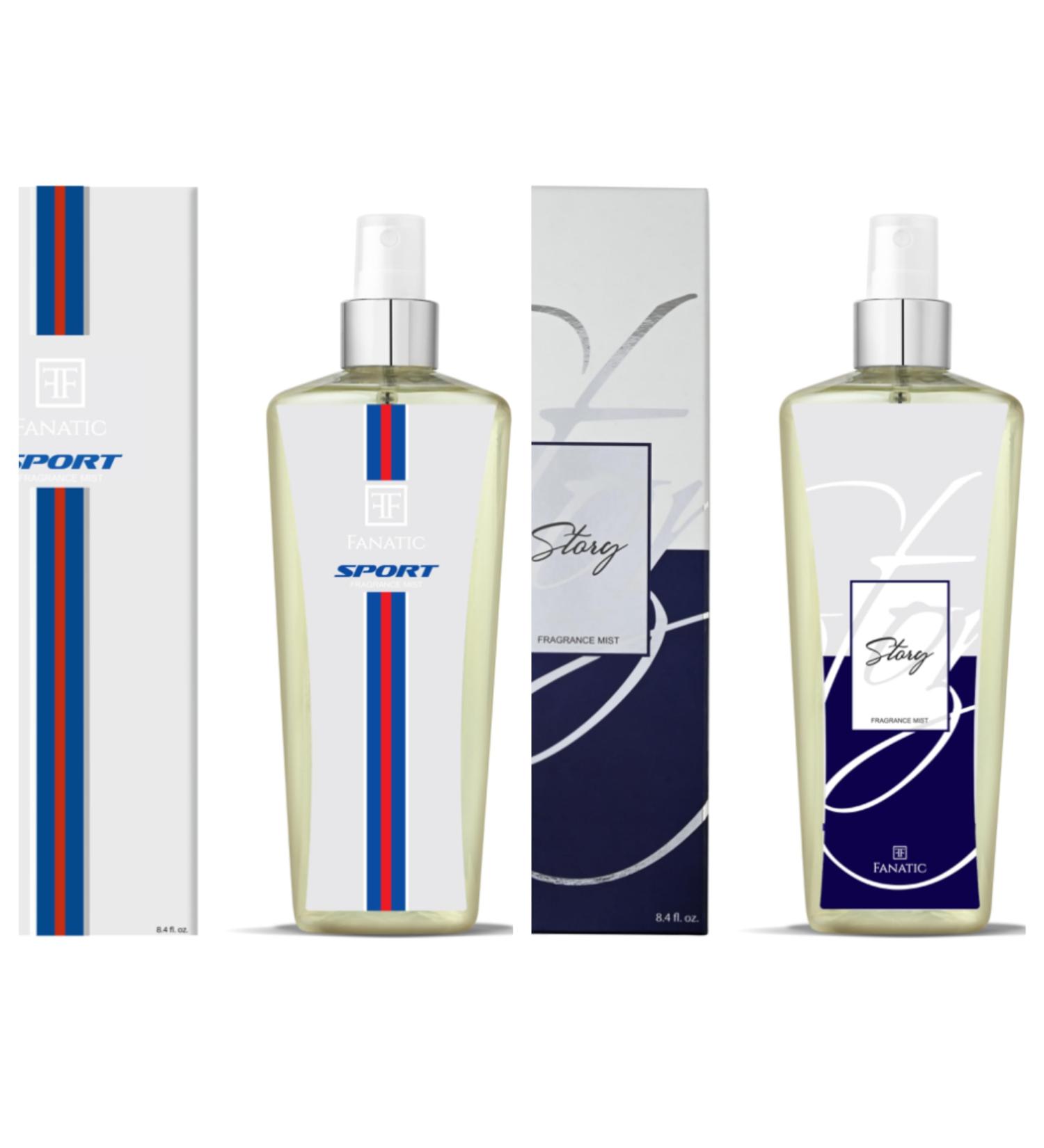 (Pack of 2) Sport Body Mist & Story Body Mist 250-ML Each Eau De Parfum No Alcohol Perfume Unisex Long Lasting Fragrance 8.45-Fl.oz Spray. - Buy Online on GoSupps.com