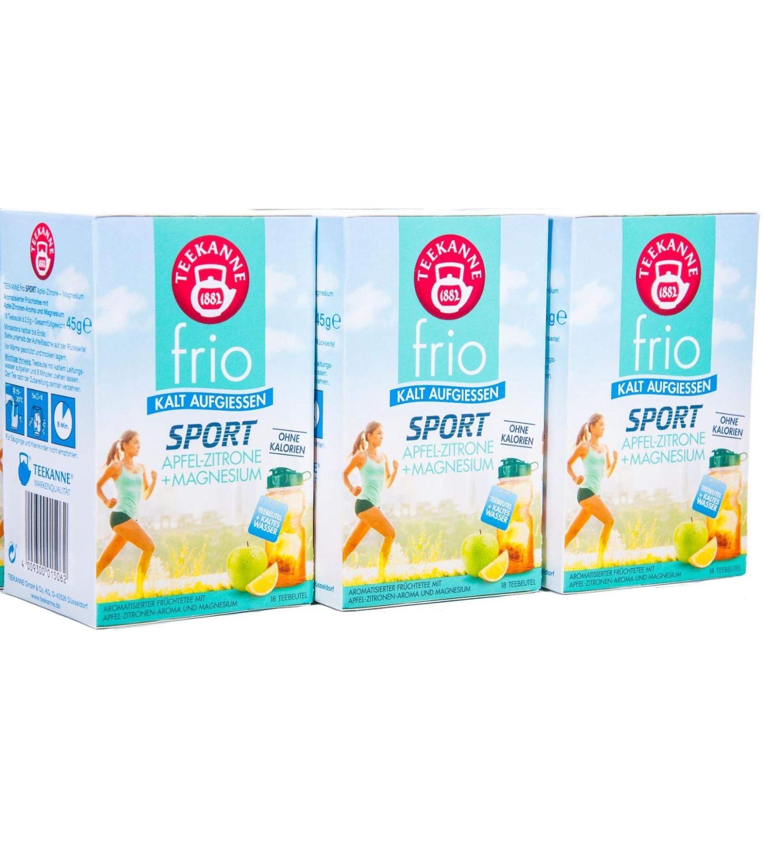 Teekanne Frio Sport Apple-Lemon-Magnesium Tea - Pack of 3 (54 Tea Bags) | Energizing Herbal Blend for Active Lifestyles - Buy Online on GoSupps.com