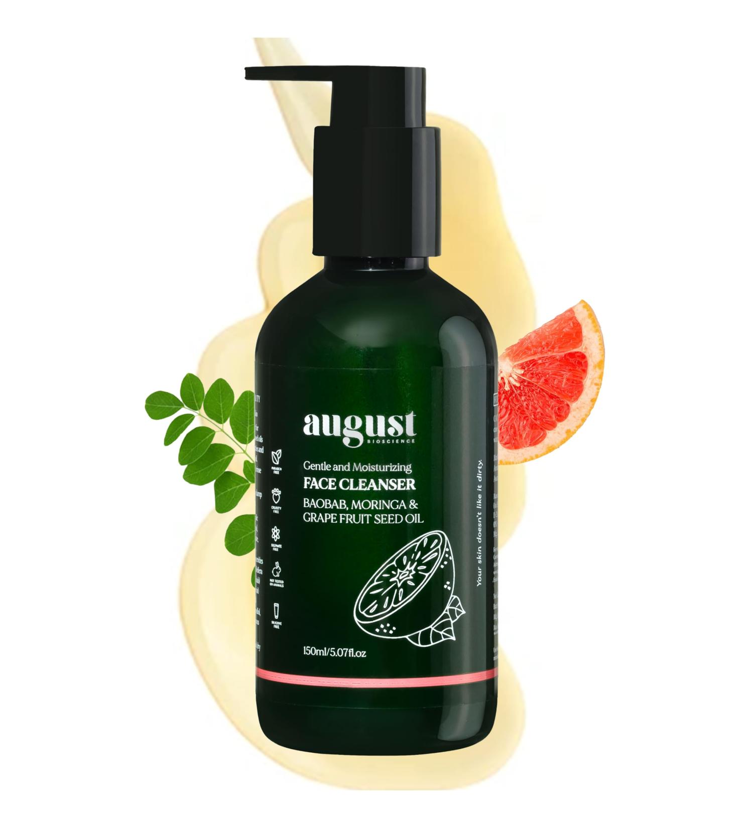 Organic Face Cleanser with Baobab Moringa & Grapefruit Oil | Deep Cleansing & Hydrating | Natural Ingredients for Radiant Skin | Non-Toxic & Gentle 150ml - Buy Online on GoSupps.com