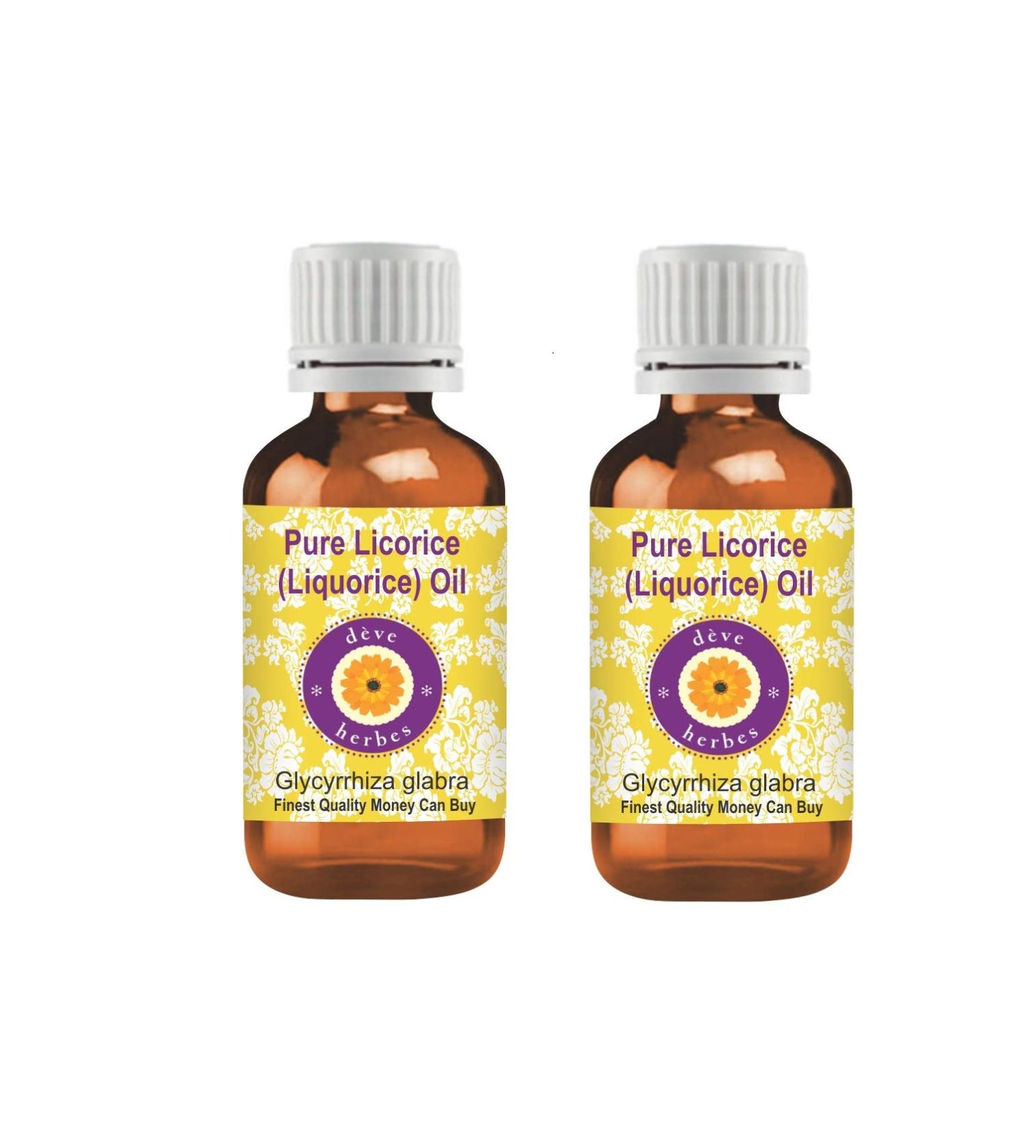 Deve Herbes Pure Liquorice (Licorice) Oil (Glycyrrhiza glabra) (Pack of Two) 100ml X 2 (6.76 oz)