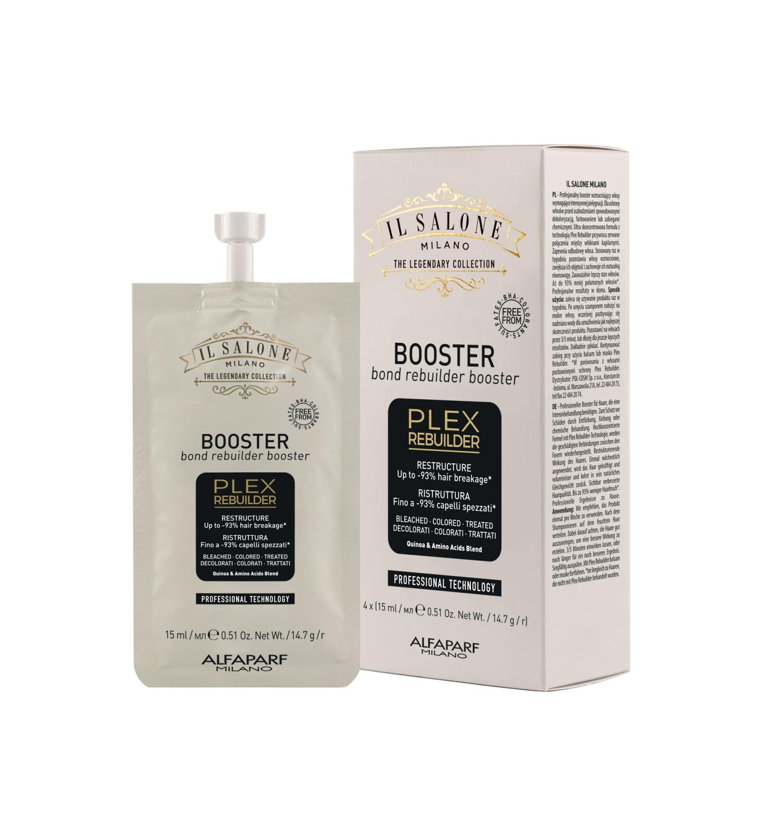 Il Salone Milano Plex Rebuilder Booster - Bonding Hair Treatment for Bleached & Color-Treated Hair | Enhance Color Shine & Softness | 4 x 0.51 oz (15 ml - Buy Online on GoSupps.com