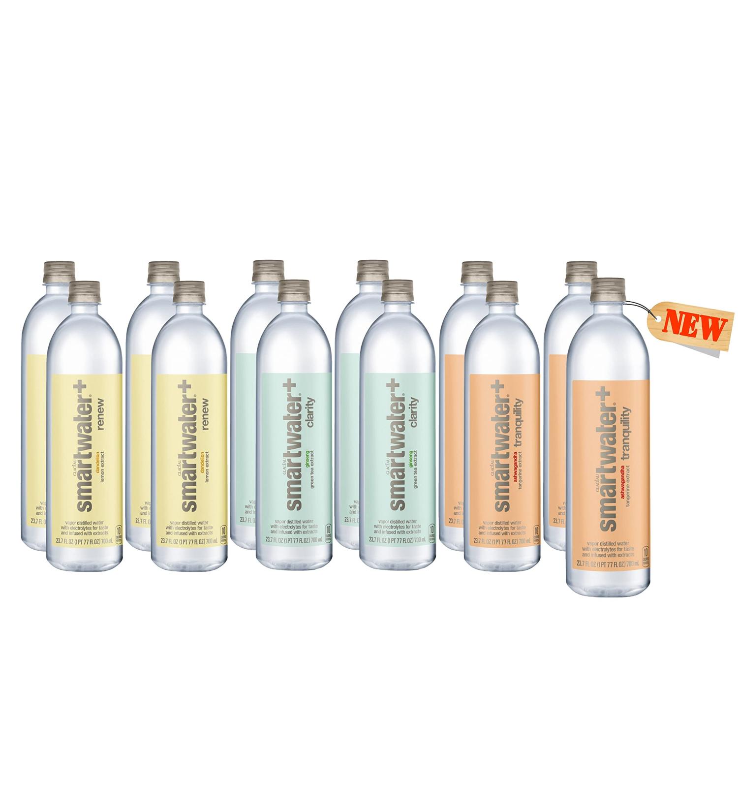 Smartwater+ Flavored Drinking Water Variety Pack - Renew Clarity Tranquility | Zero Sugar Electrolytes - 23.7 Fl Oz Bottles (12 Pack) - Buy Online on GoSupps.com