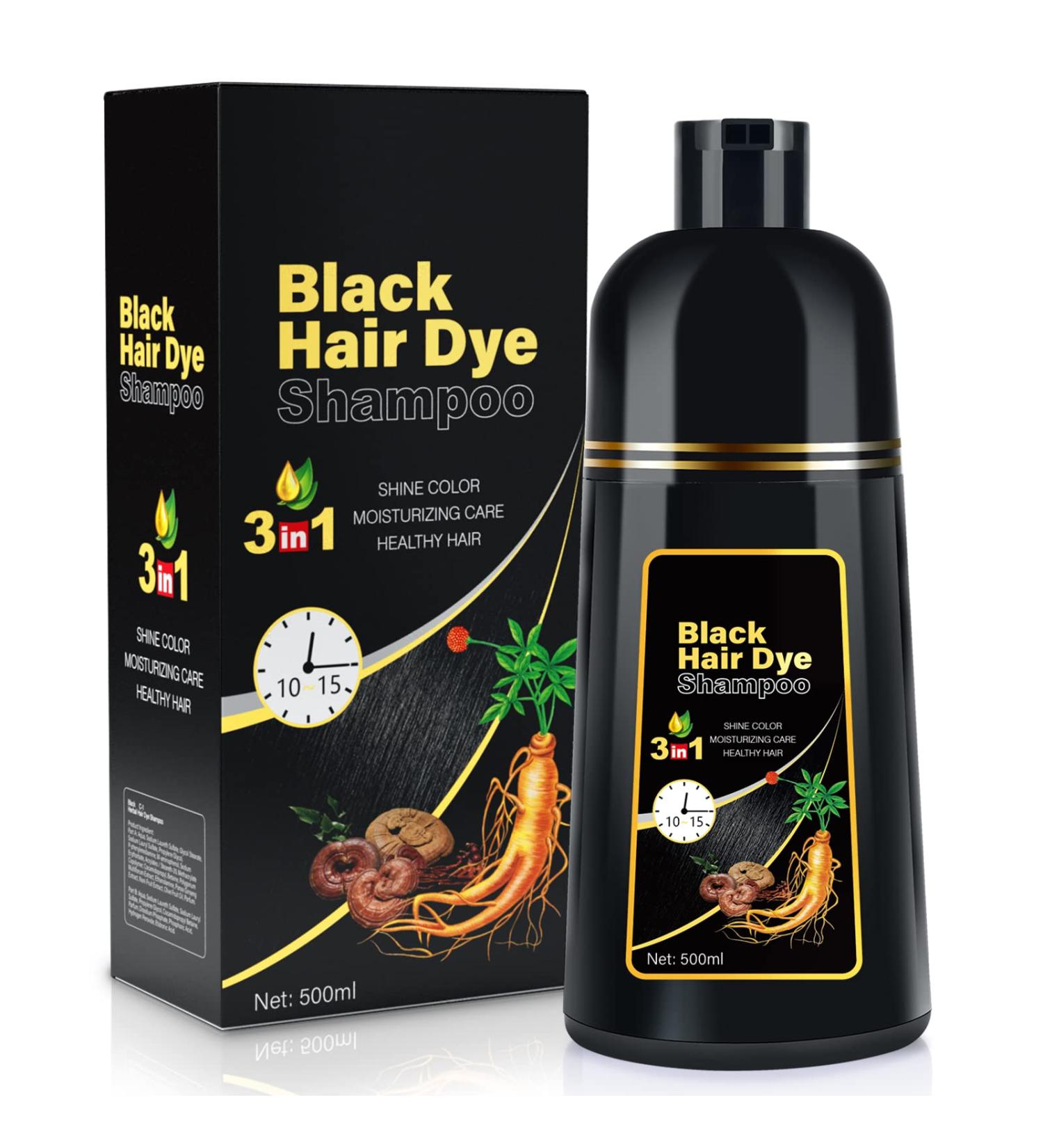 JUANCHI Organic Hair Dye Shampoo 3 in 1 for Gray Hair - Paraben Free Easy to Use Long-Lasting 16.9 Fl Oz (500 ml) - Ideal for Men & Women Ship Internationally - Buy Online on GoSupps.com