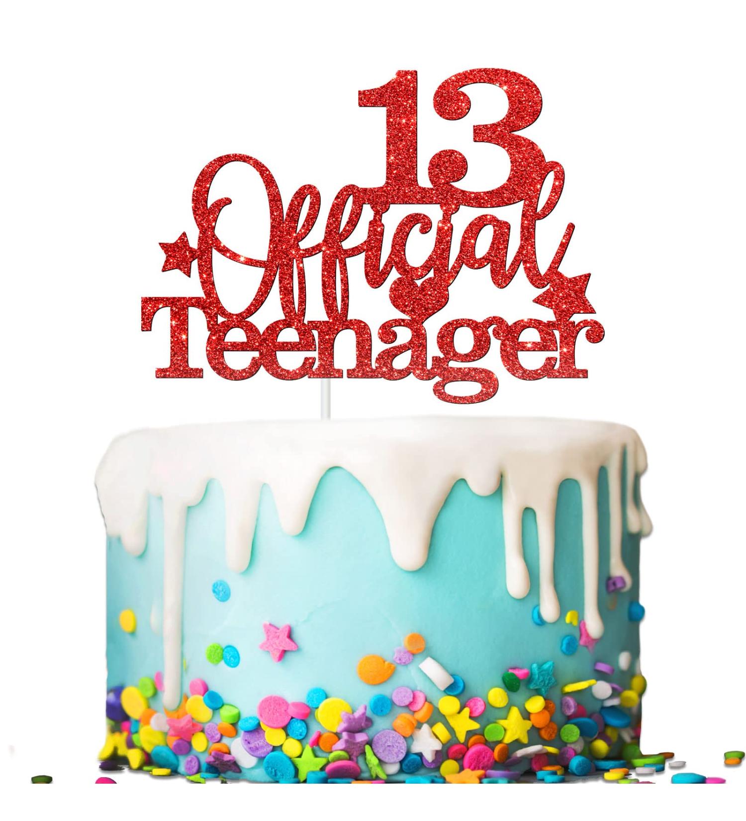 Tenhaisi Gilttery Red 13 Ofiicial Teenager Cake Topper Happy 13 Teenager Birthday Cake Topper Cheers to 13 Years Decoration - Buy Online on GoSupps.com