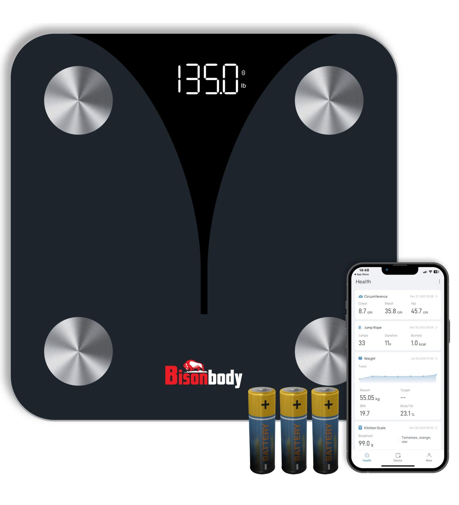 Bisonbody Smart Digital Body Bathroom Scale Detects 20 Body Composition Metrics Including Weight BMI Body Fat and more Smartphone App Support Support 24 Users Digital Family Scale Bluetooth - Buy Online on GoSupps.com