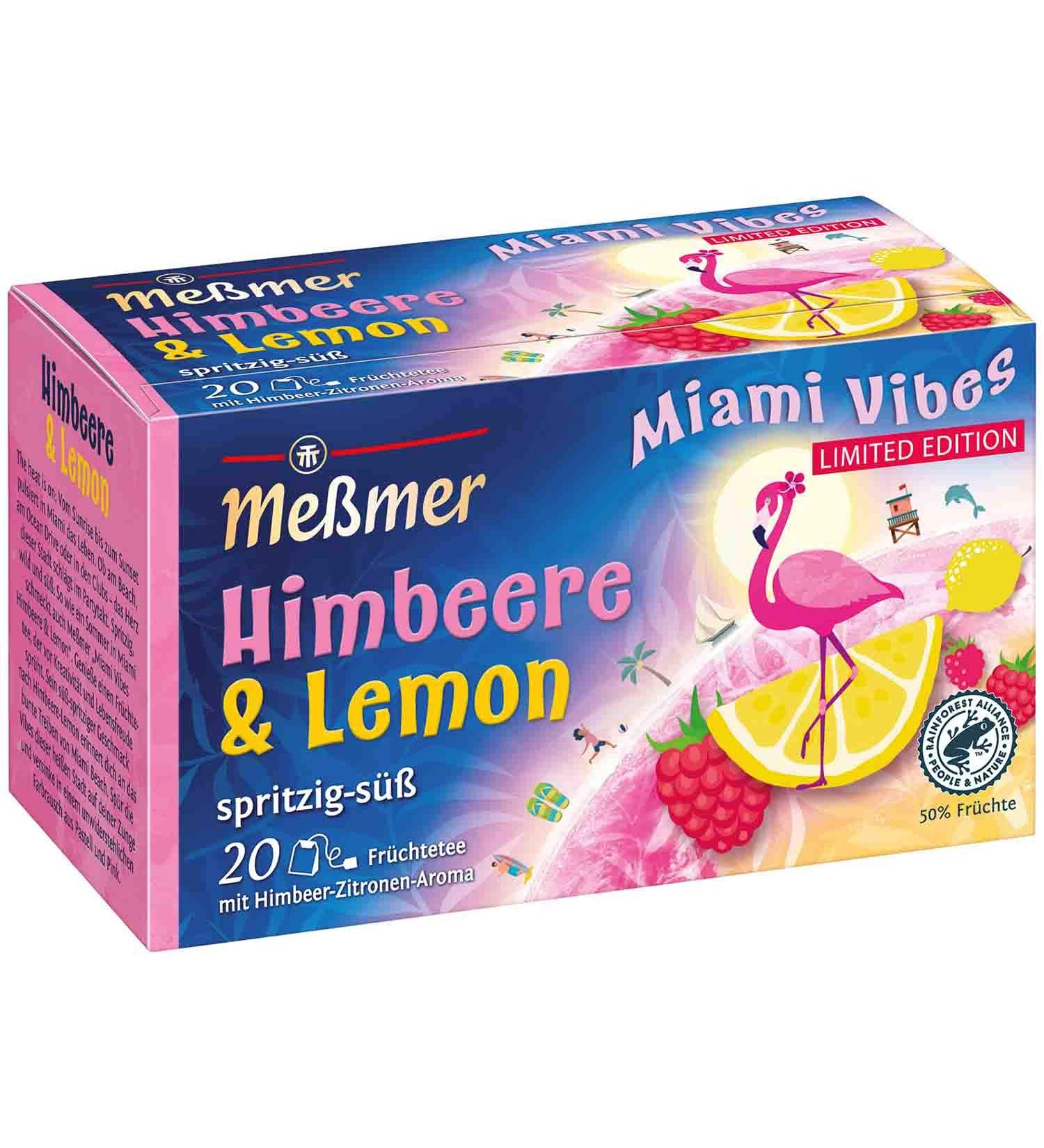 Meßmer Miami Vibes | Raspberry & Lemon | 20 tea bags | Gluten-free | Lactose-free | Vegan 20 tea bags Miami Vibes