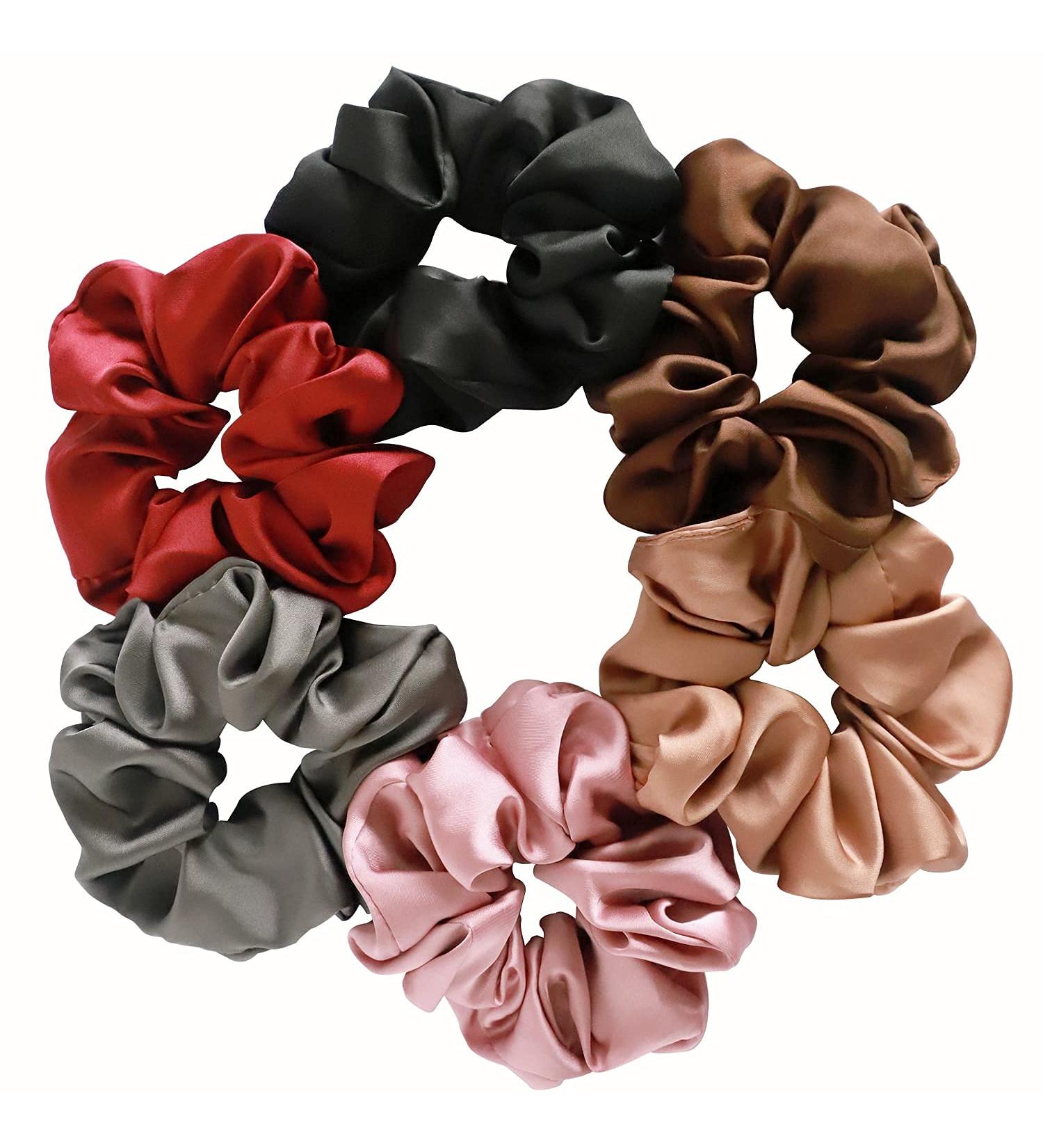 6-Piece Big Satin Silk Scrunchies Hair Set | No Damage Ponytail Holder Ties - Buy Online on GoSupps.com