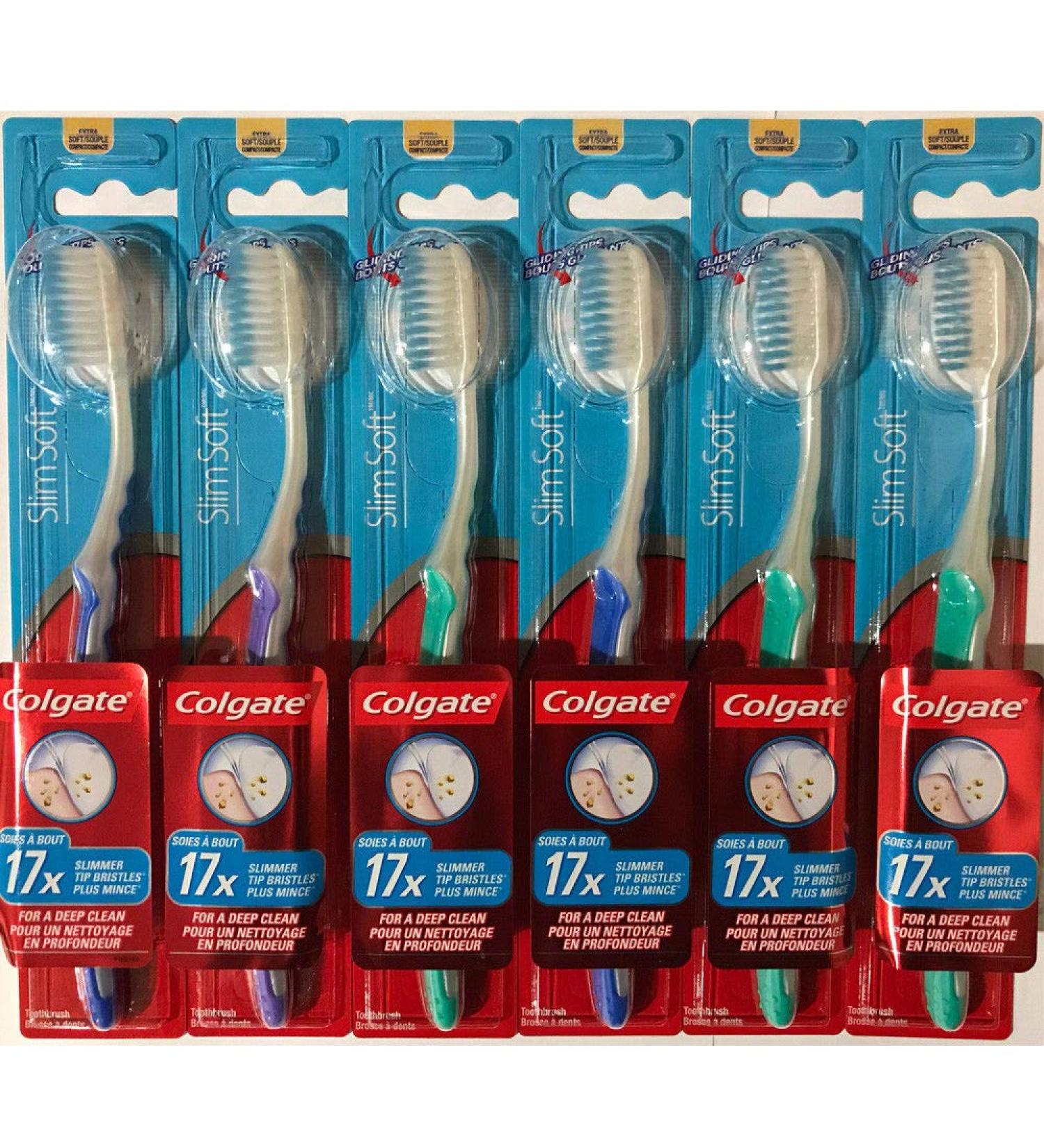 Colgate Slim Soft Gliding Tips Toothbrush Extra Soft Compact Head - 6 Pack - Buy Online on GoSupps.com