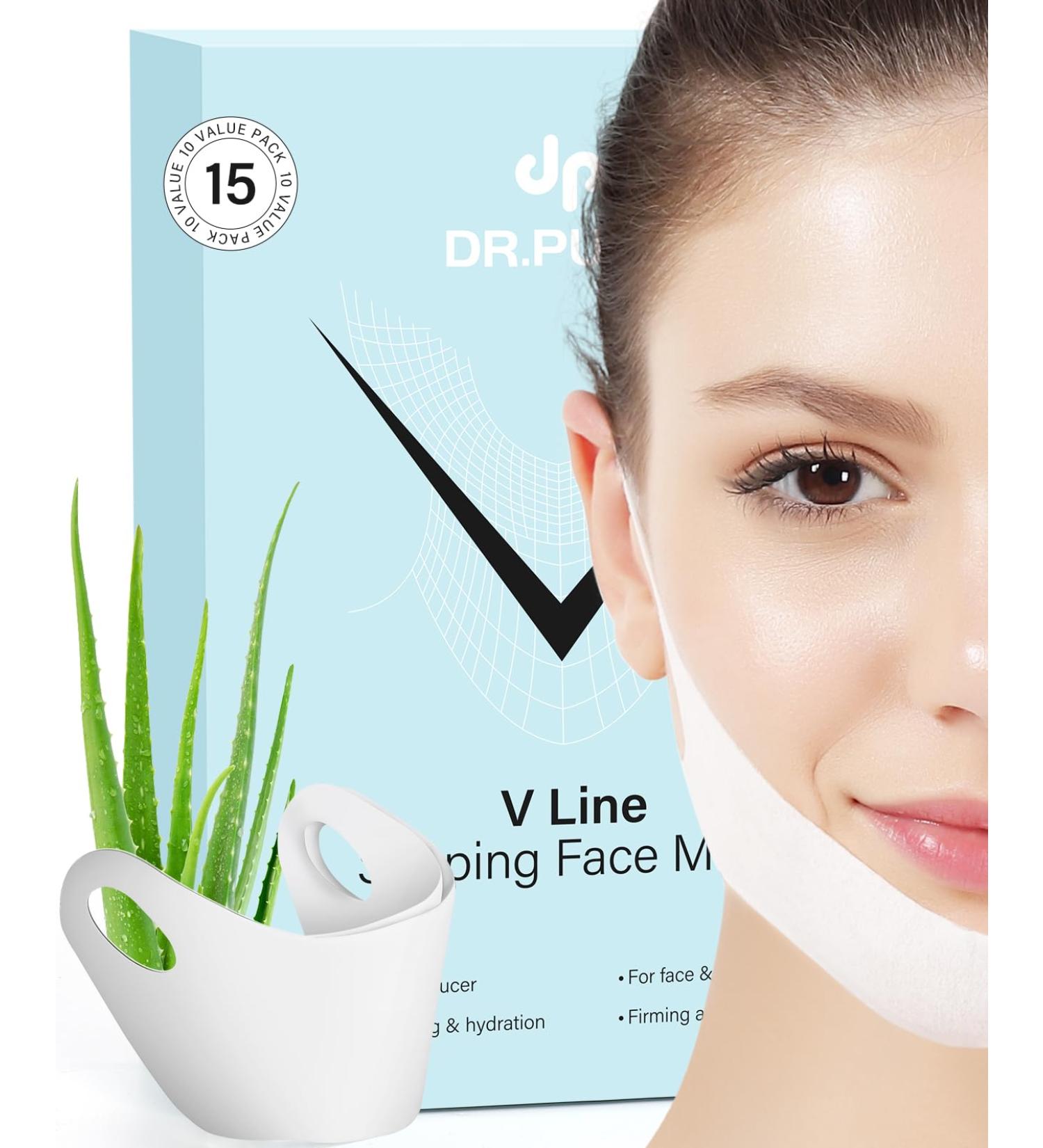 Dr. Pure Double Chin 15 Pcs Chin Strap with Aloe Vera - Neck Lift Hydrogel Collagen Mask for Women - Buy Online on GoSupps.com