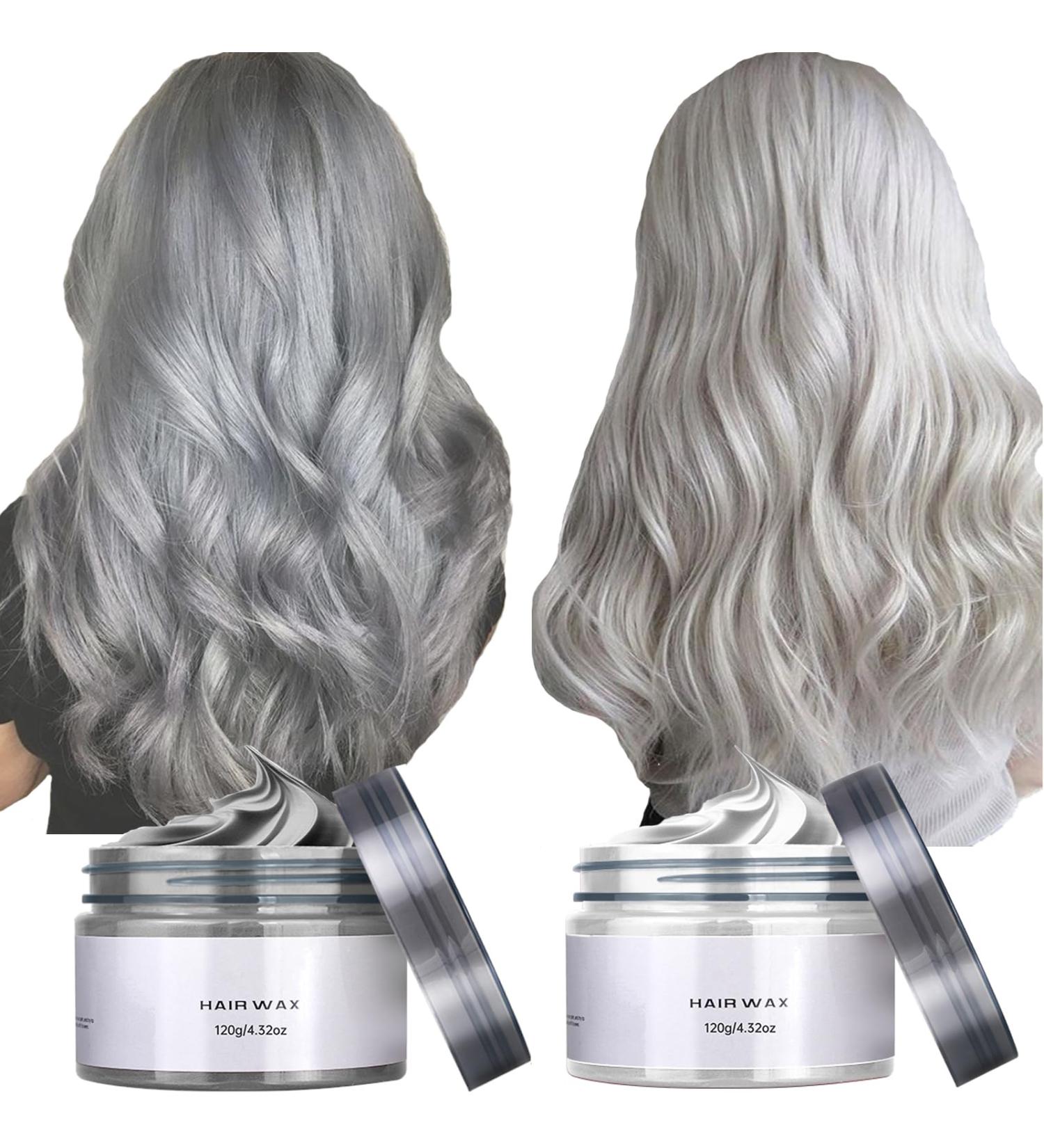 Temporary Hair Wax Color 2PCS - Strong Hold Pomade for Kids & Adults | Washable Styling Clay - Perfect for Birthdays Christmas Parties & Cosplay (Gray & White - Buy Online on GoSupps.com
