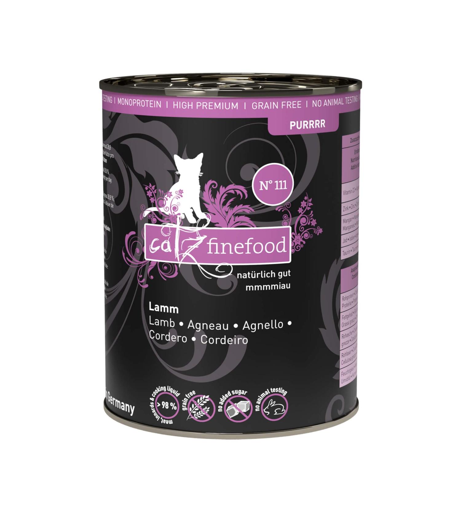Catz Finefood Purrr Lamb Monoprotein Cat Food - 70% Meat Wet Food 6 x 400g Cans for Nutritional Cats - Buy Online on GoSupps.com