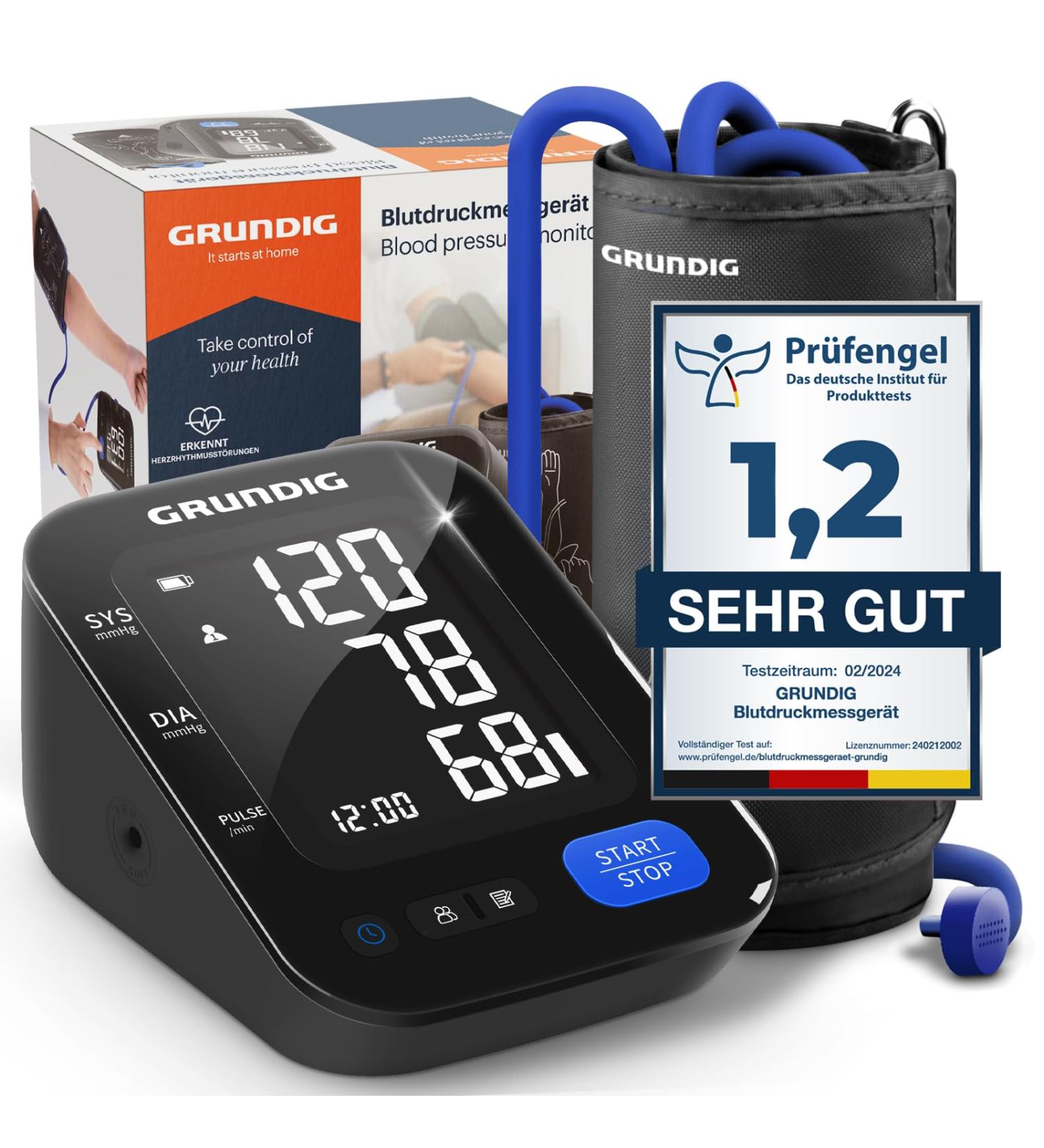 Buy Grundig Blood Pressure Meter - Precision Upper Arm Monitor with Cardiac Arrhythmia Detection & 240 Memory Spaces - Easy to Use & Read - International Shipping Available - Buy Online on GoSupps.com